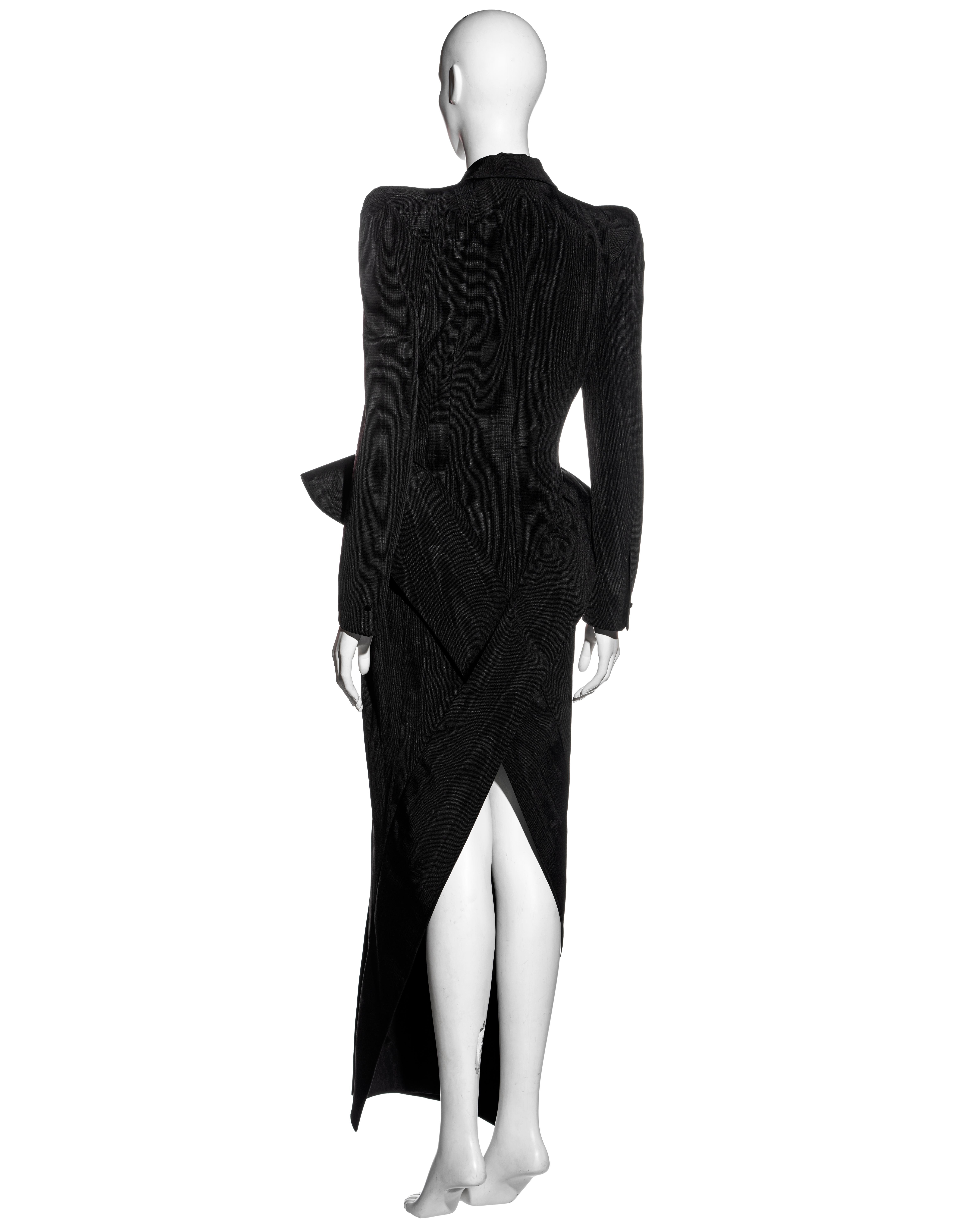 John Galliano black moiré showpiece double-breasted dress coat, ss 1995 3