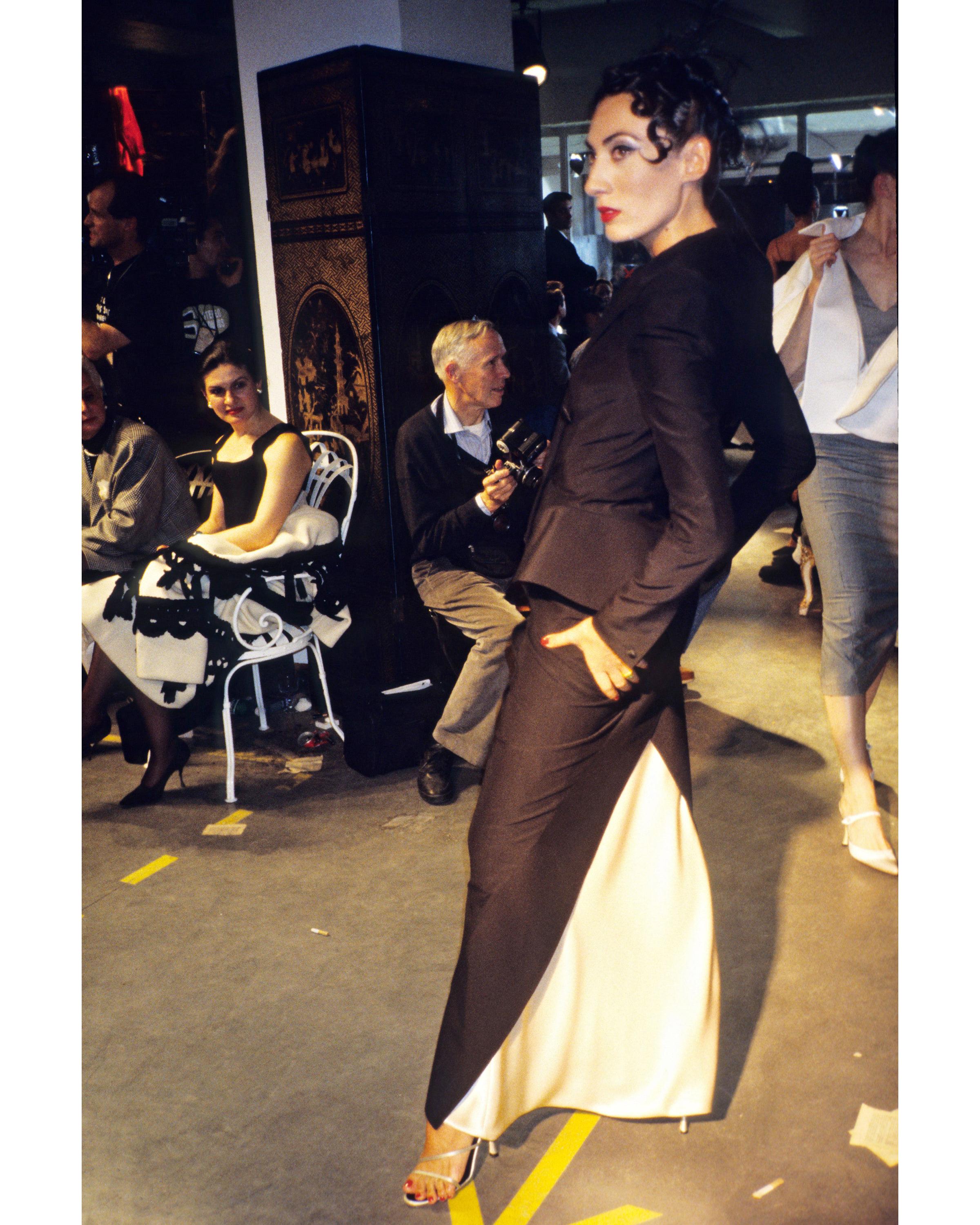 John Galliano black moiré showpiece double-breasted dress coat, ss 1995 4