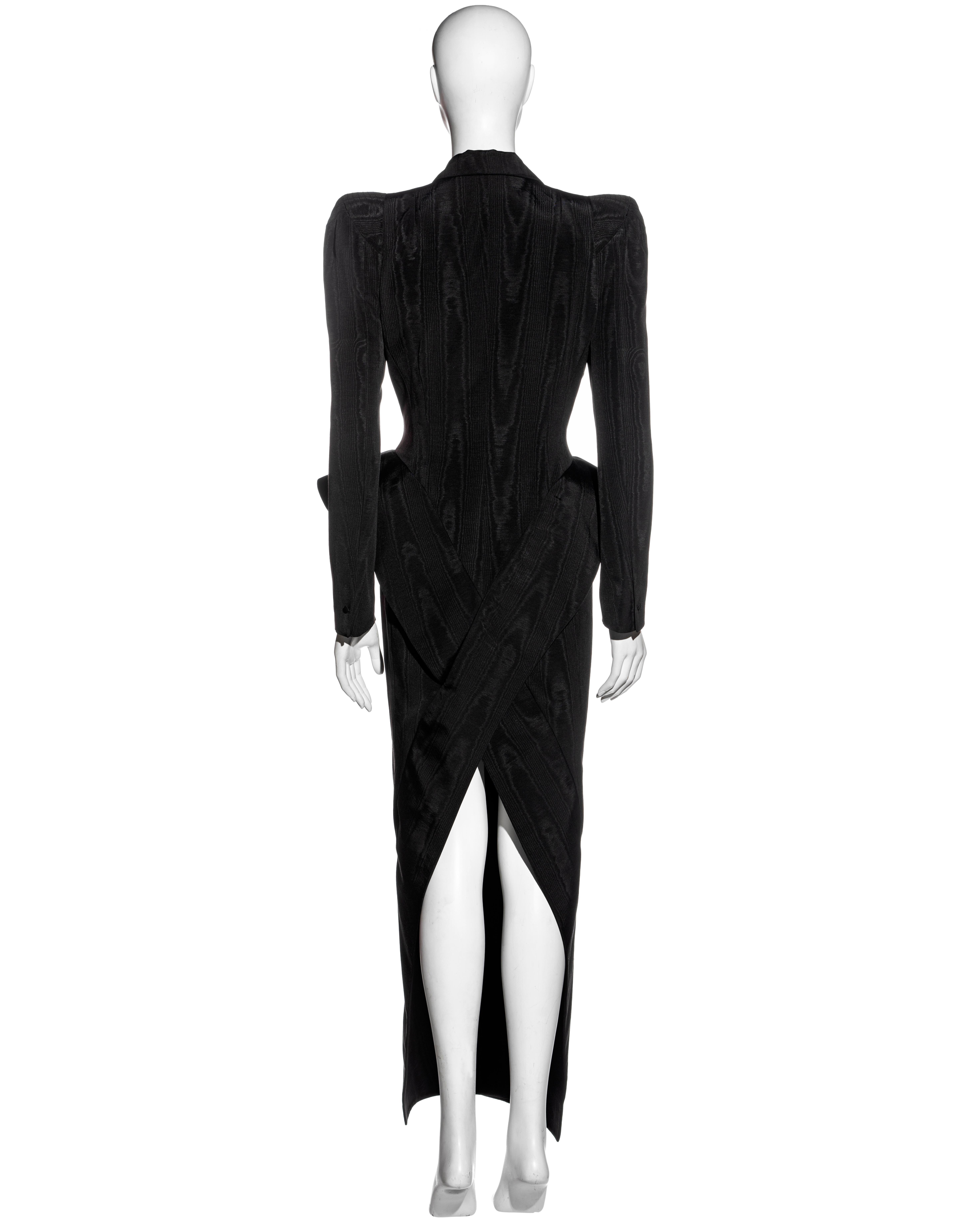 John Galliano black moiré showpiece double-breasted dress coat, ss 1995 8