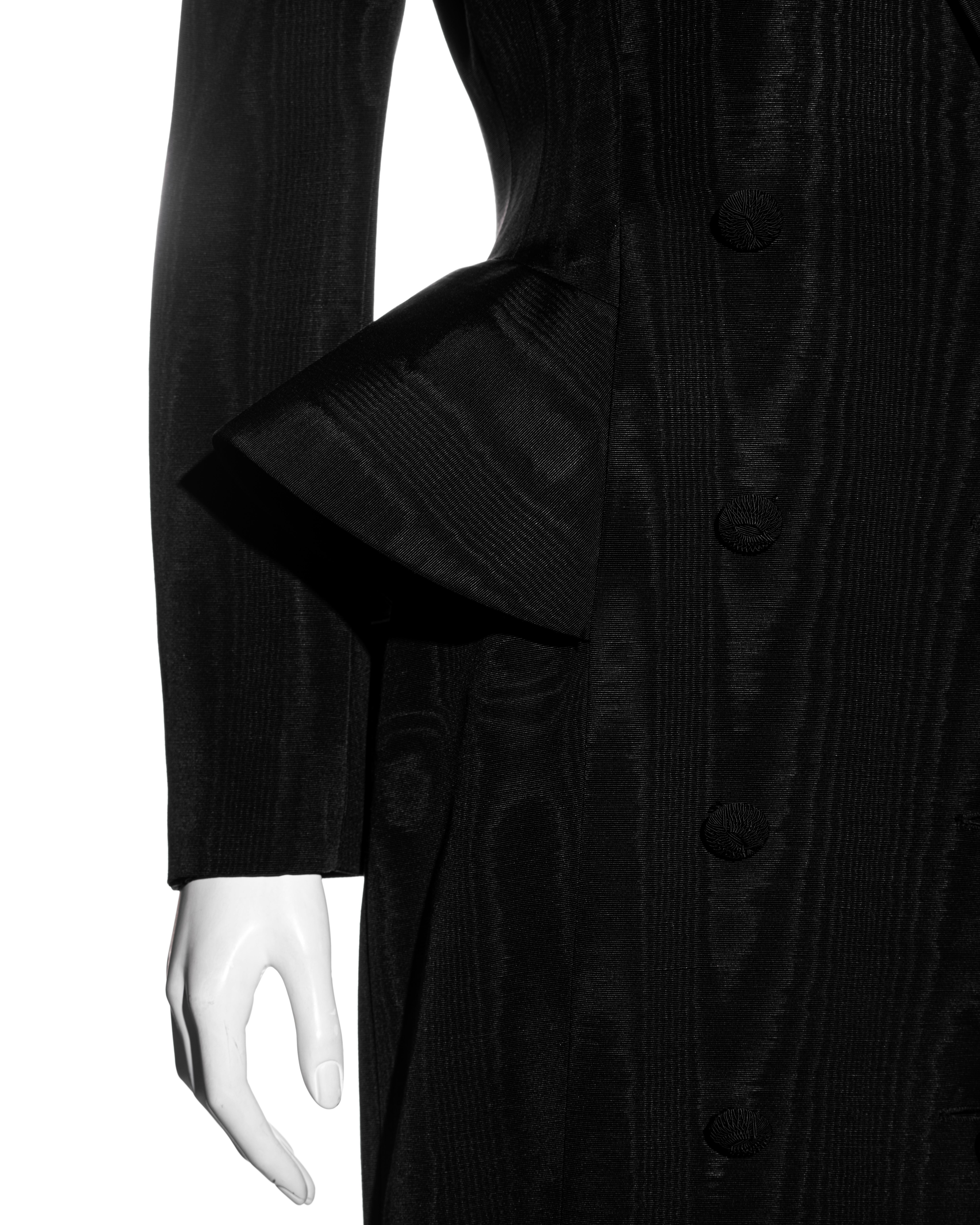 Black John Galliano black moiré showpiece double-breasted dress coat, ss 1995