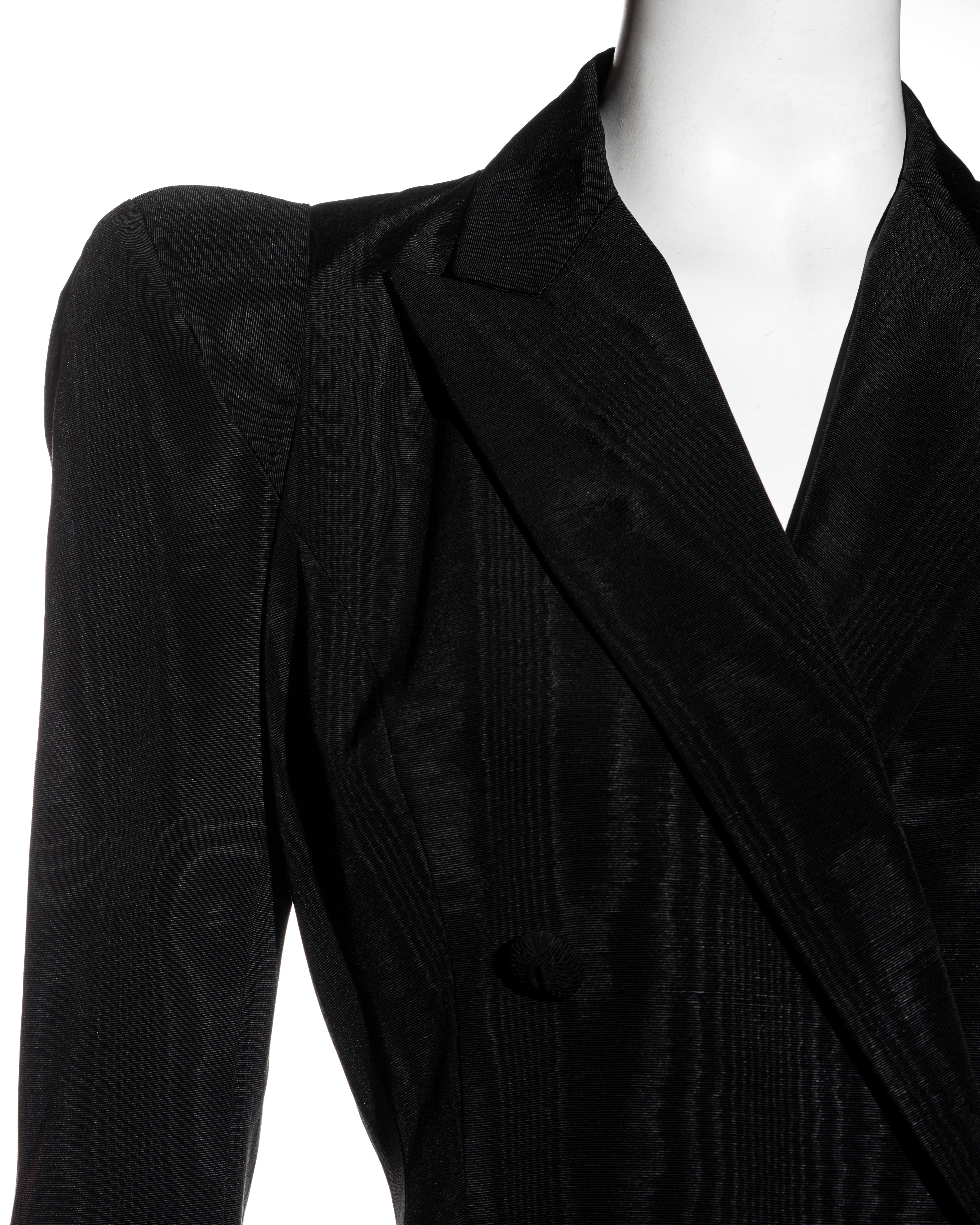 John Galliano black moiré showpiece double-breasted dress coat, ss 1995 In Excellent Condition In London, GB
