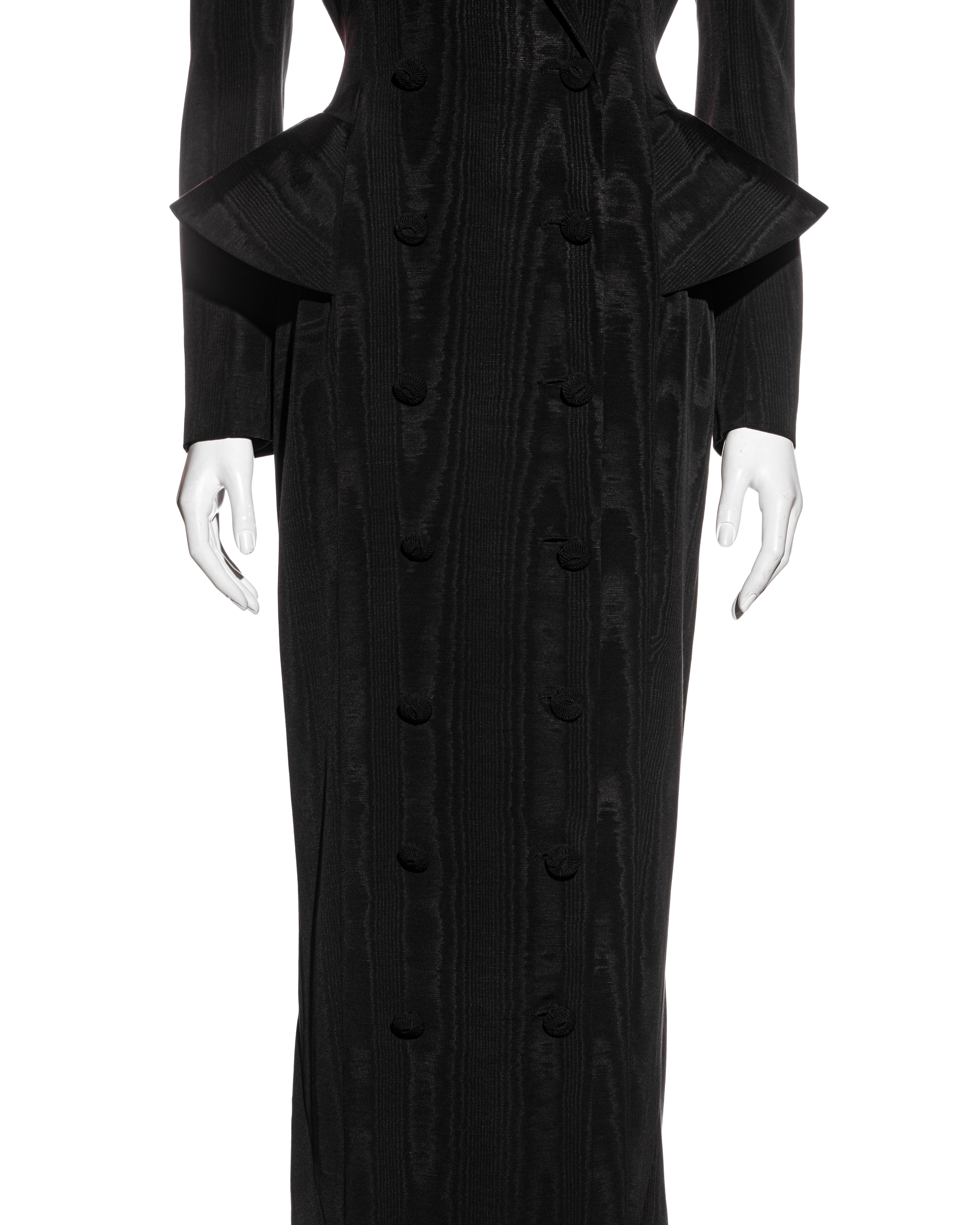 Women's John Galliano black moiré showpiece double-breasted dress coat, ss 1995