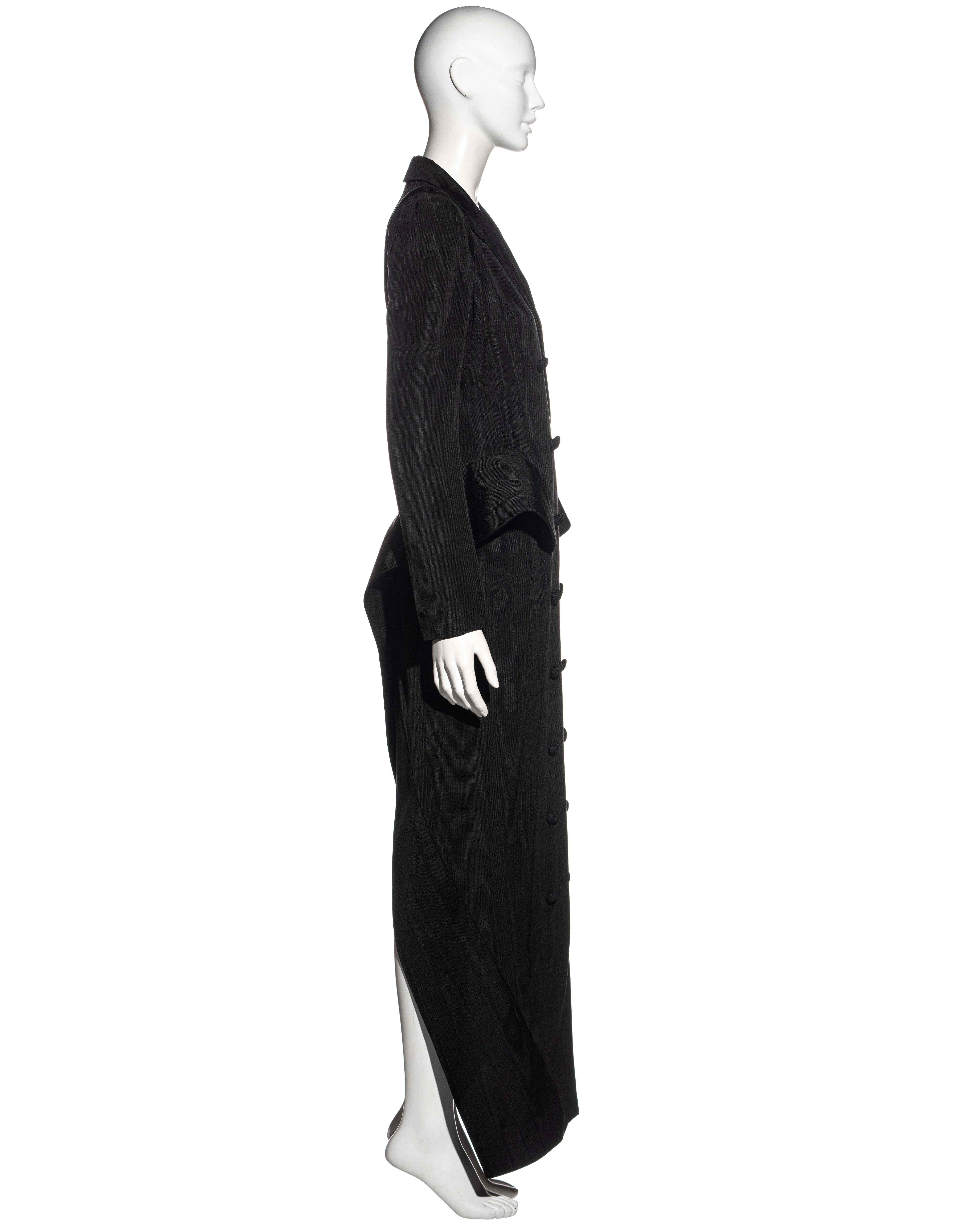 John Galliano black moiré showpiece double-breasted dress coat, ss 1995 2