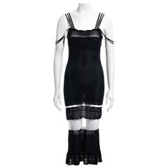 John Galliano abito da sera in maglia di rayon nero e rete, ss 1998