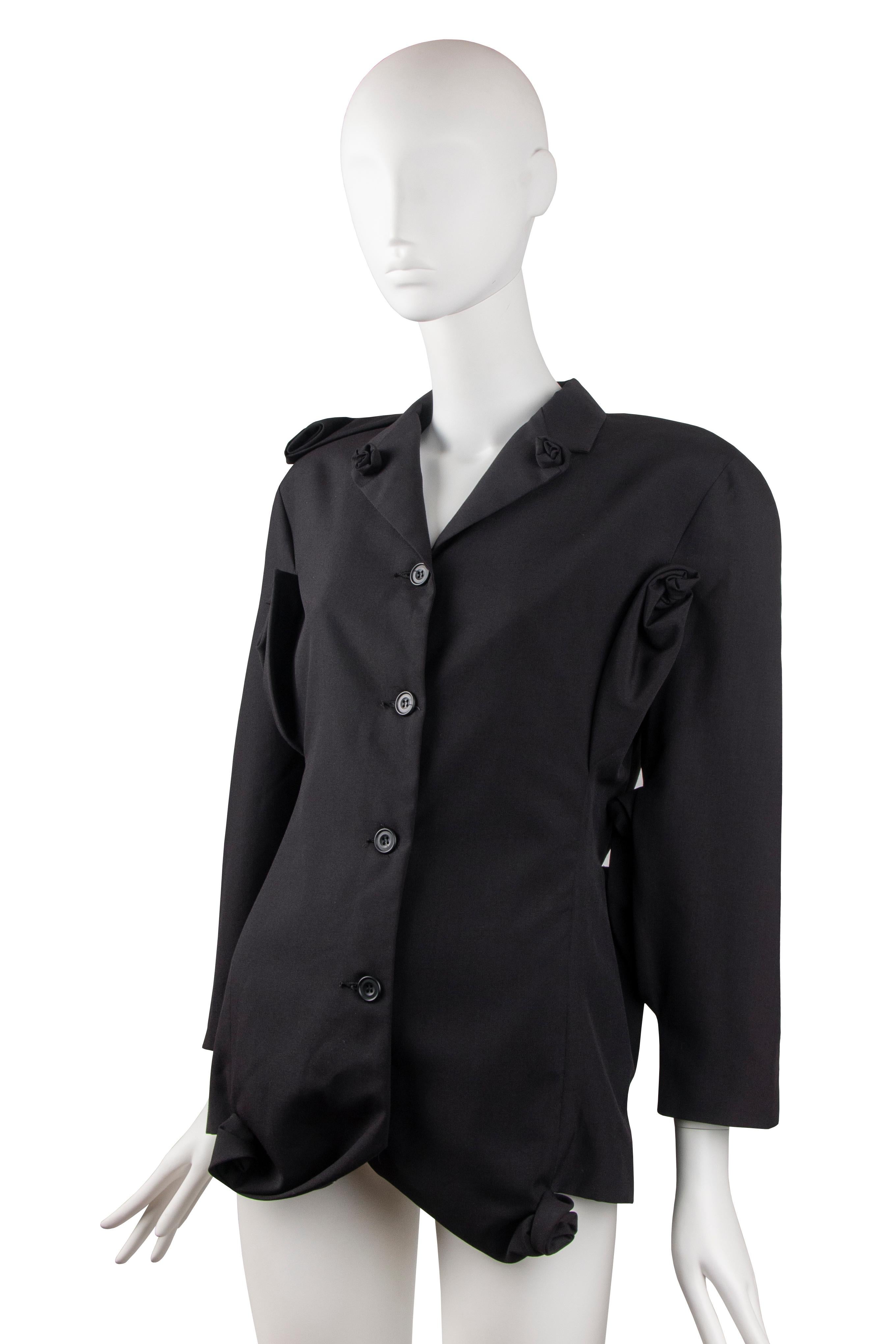 Women's John Galliano black rose jacket, fw 1987 For Sale