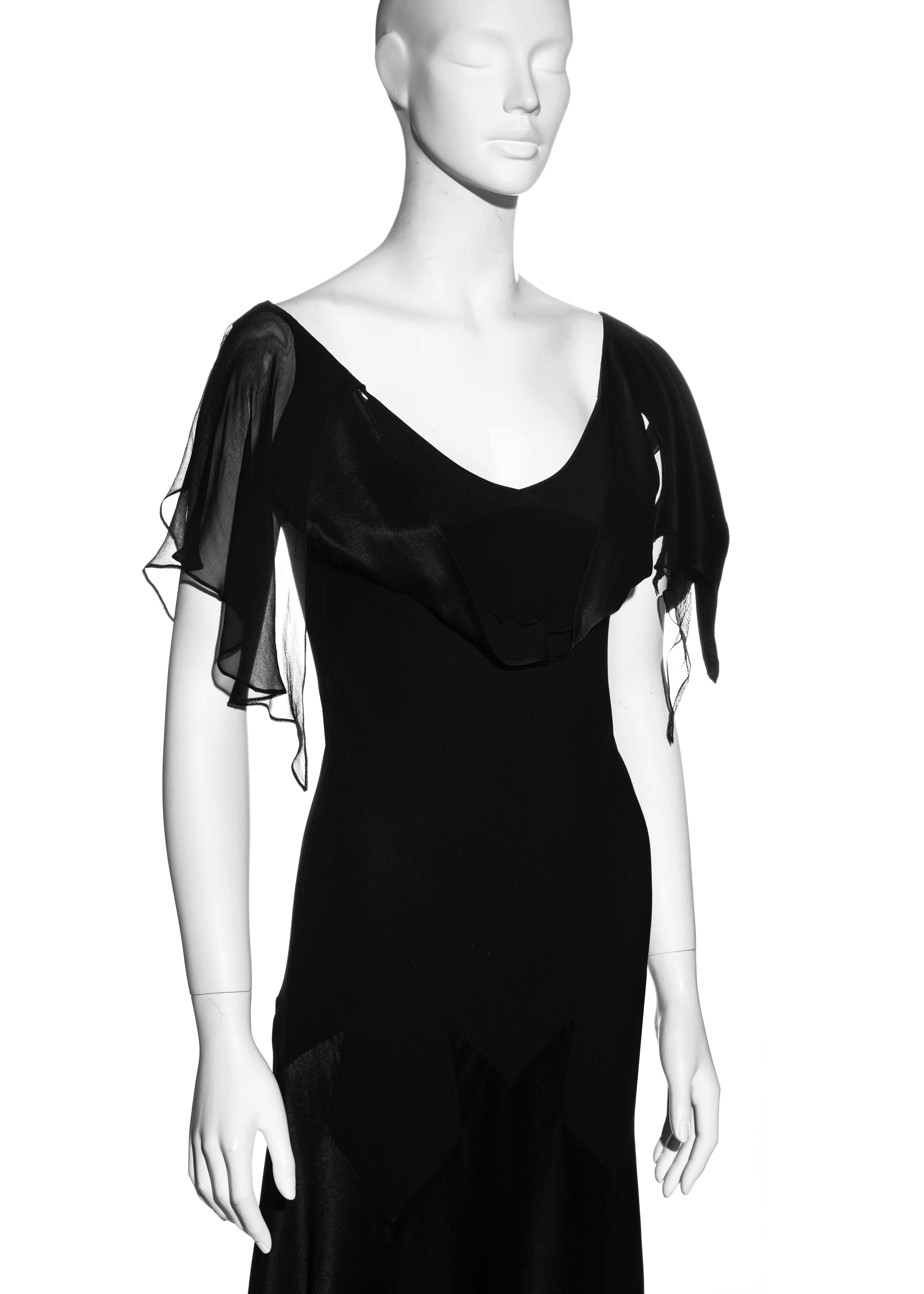 Black John Galliano black satin-backed crêpe evening dress, fw 1994 For Sale