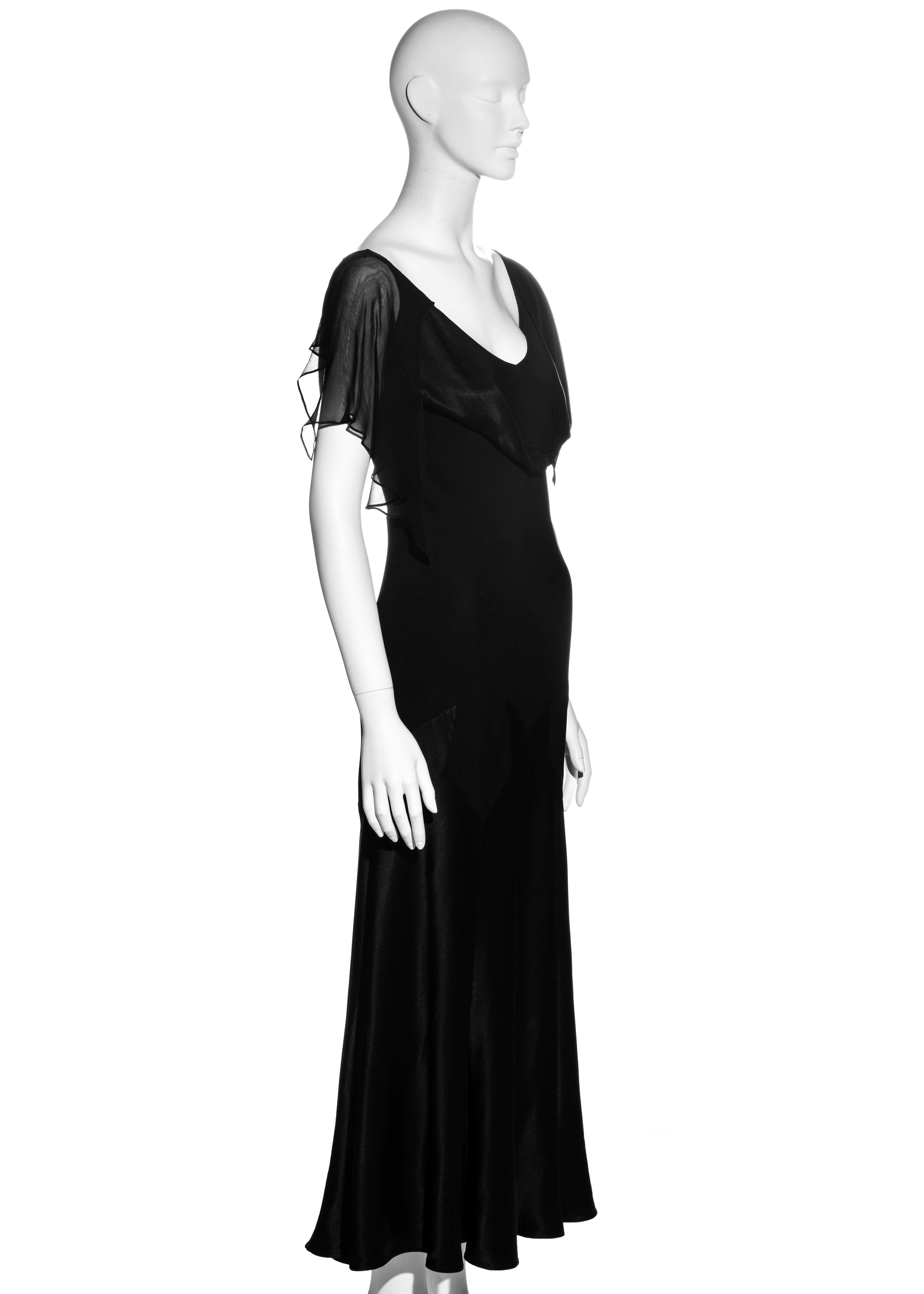 John Galliano black satin-backed crêpe evening dress, fw 1994 In Good Condition For Sale In London, GB