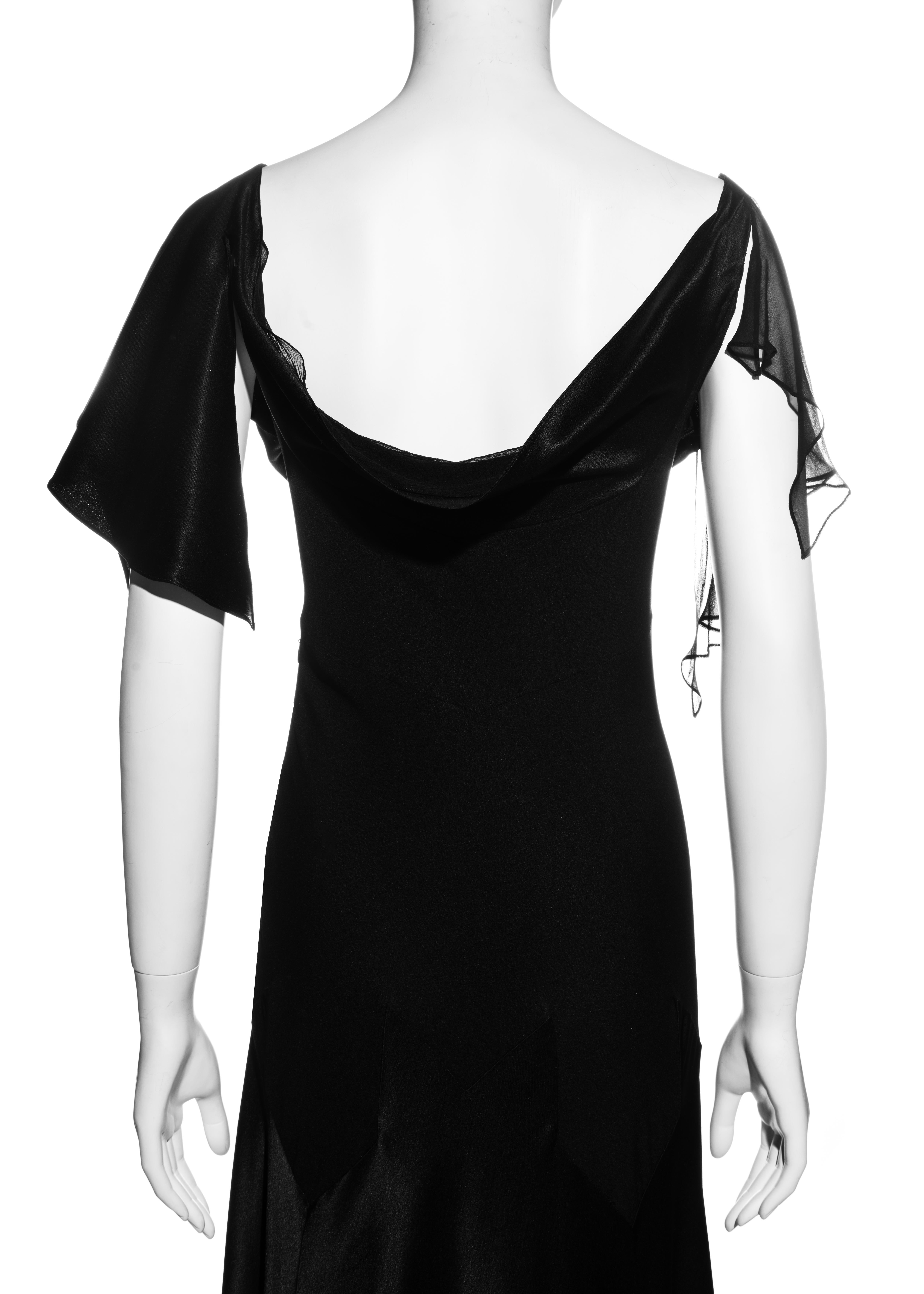 Women's John Galliano black satin-backed crêpe evening dress, fw 1994 For Sale