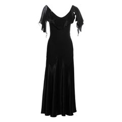 John Galliano black satin-backed crêpe evening dress, fw 1994