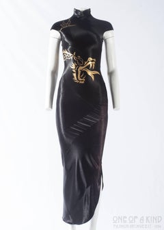 John Galliano black satin bias cut cheongsam dress with cutouts, S/S 1993