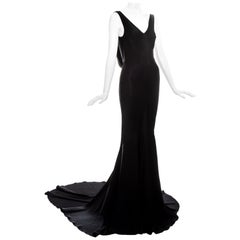 Robe de soirée en satin noir:: coupe en biais:: John Galliano:: fw 1995