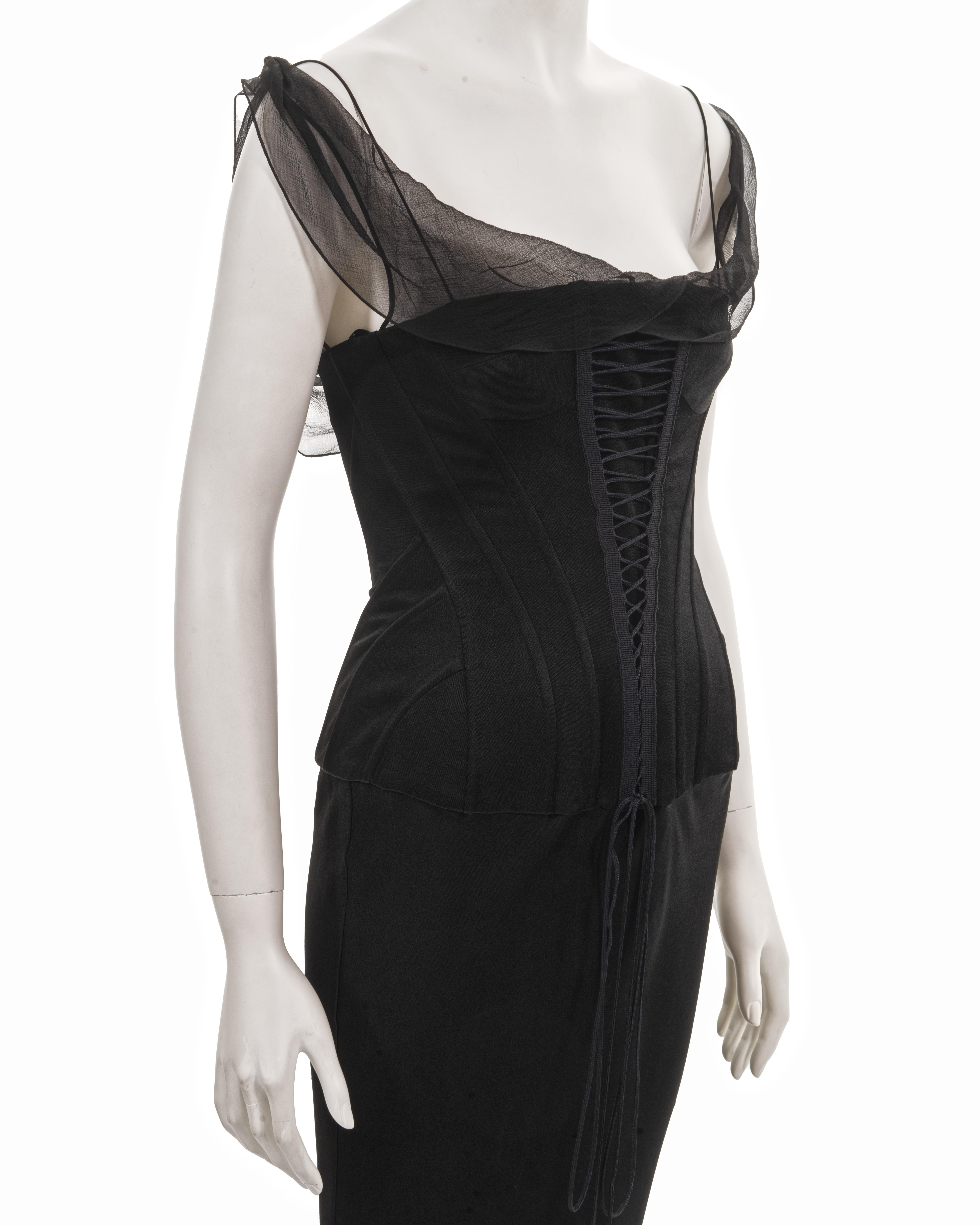 John Galliano black satin evening dress with integrated corset, ss 2003 5