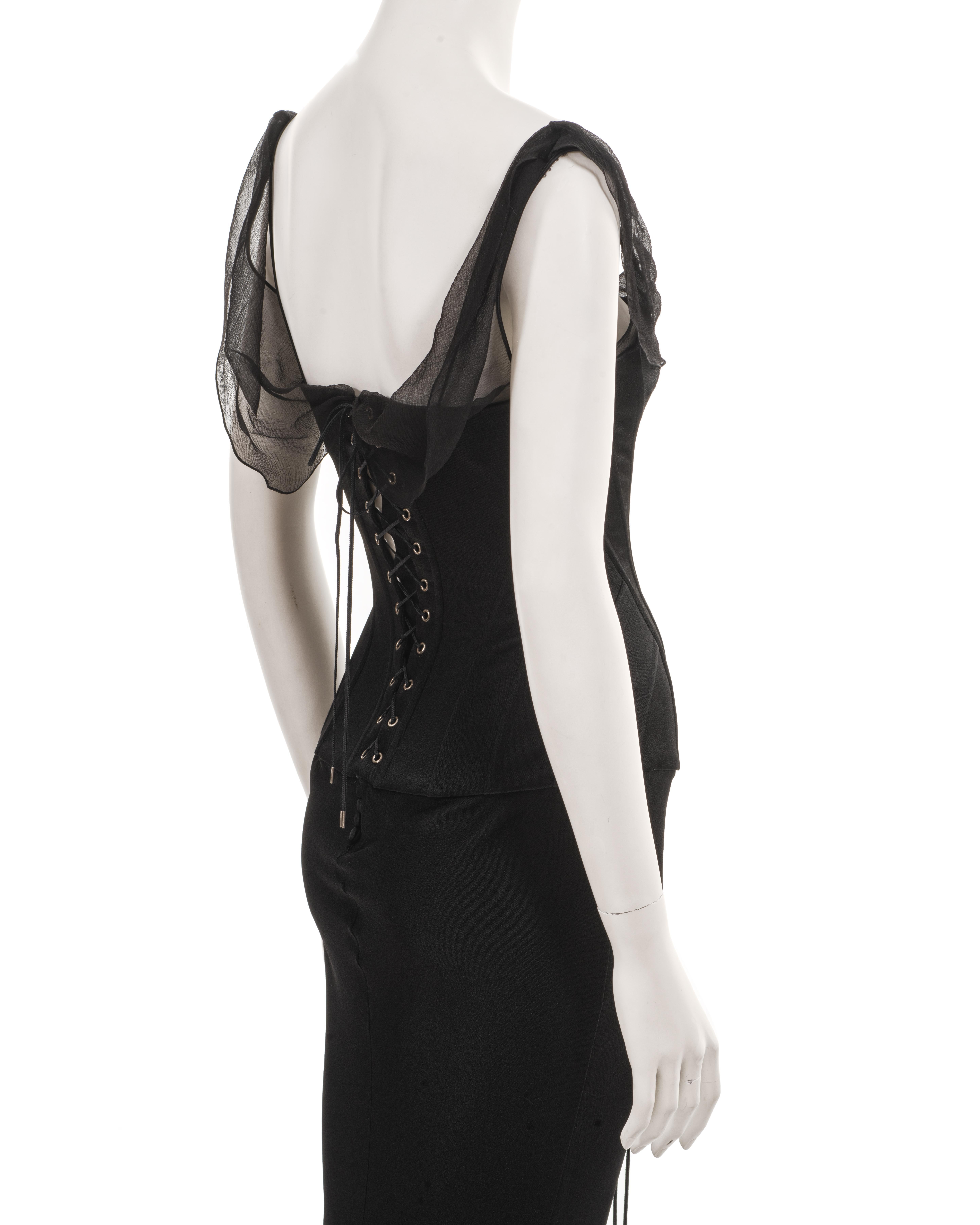 John Galliano black satin evening dress with integrated corset, ss 2003 1