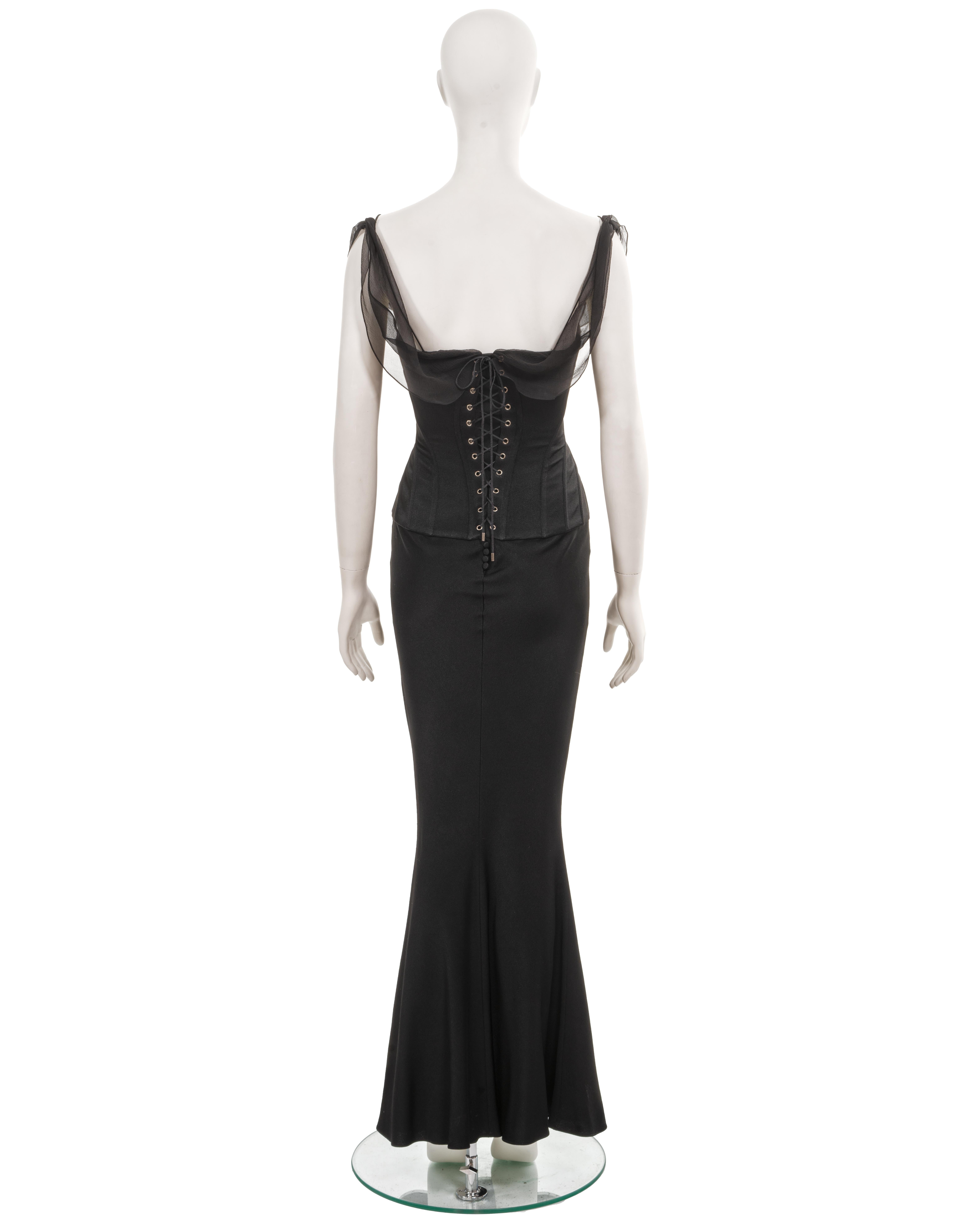 John Galliano black satin evening dress with integrated corset, ss 2003 2