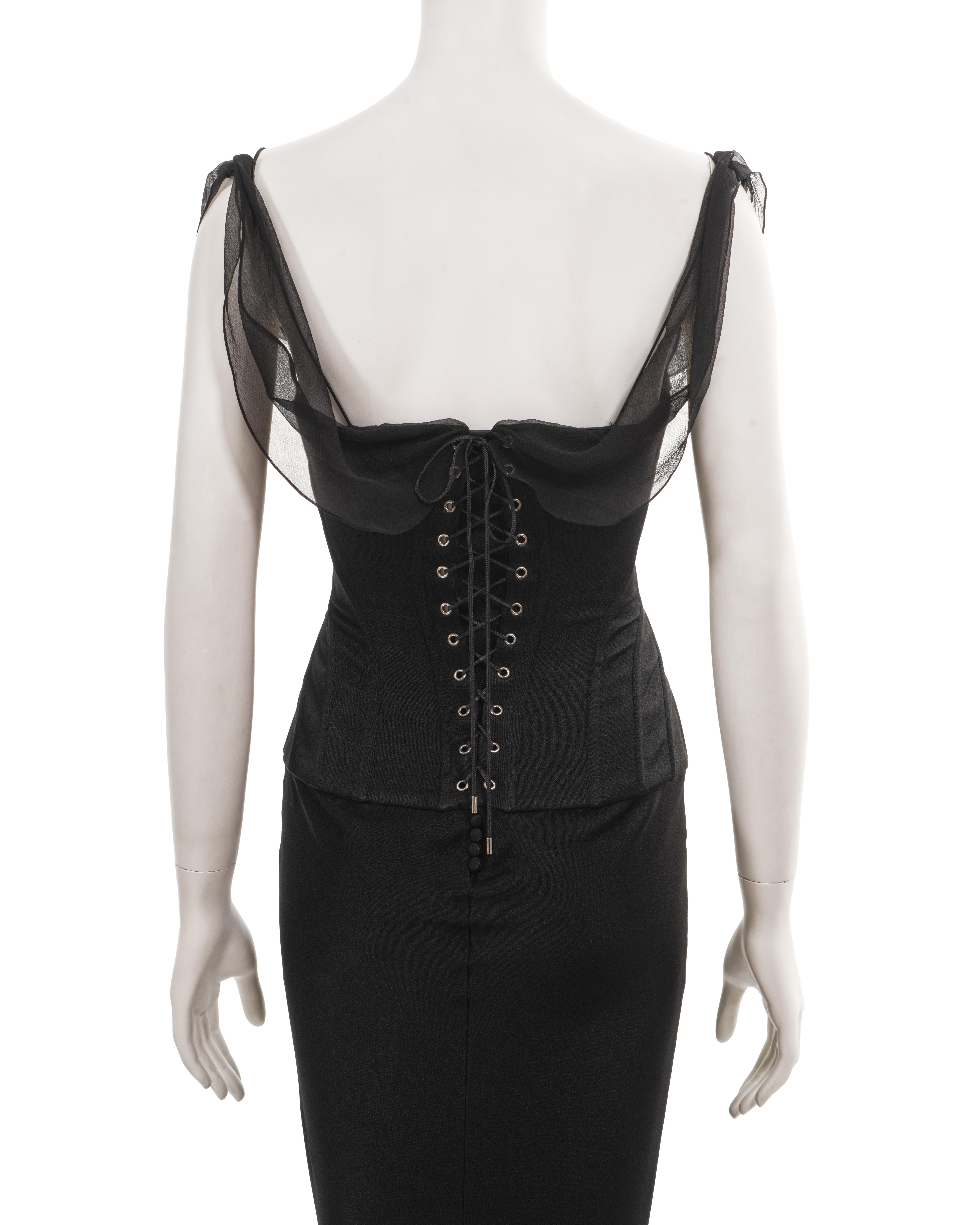 John Galliano black satin evening dress with integrated corset, ss 2003 3