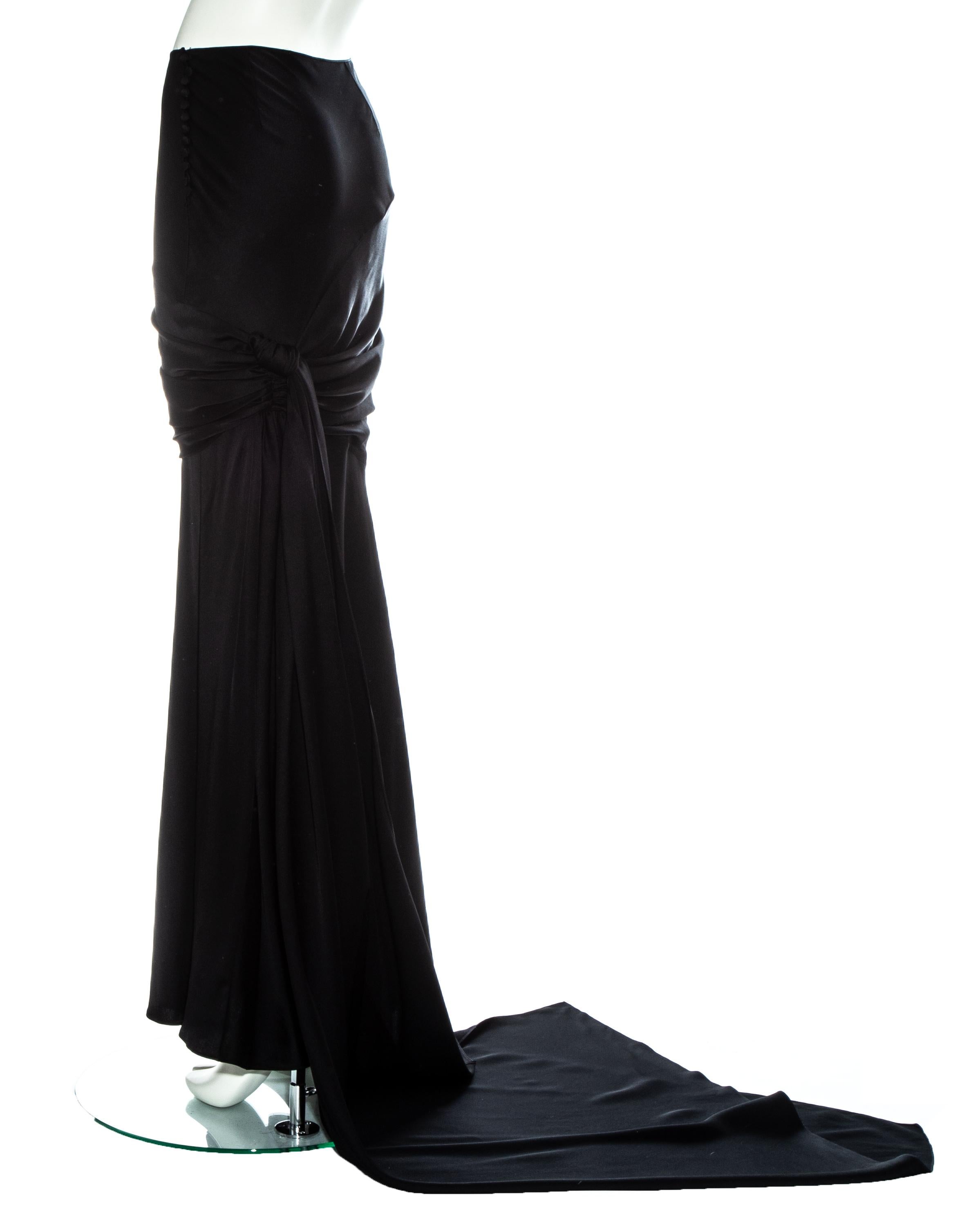 John Galliano black satin trained evening skirt, ss 2005 In Excellent Condition In London, GB