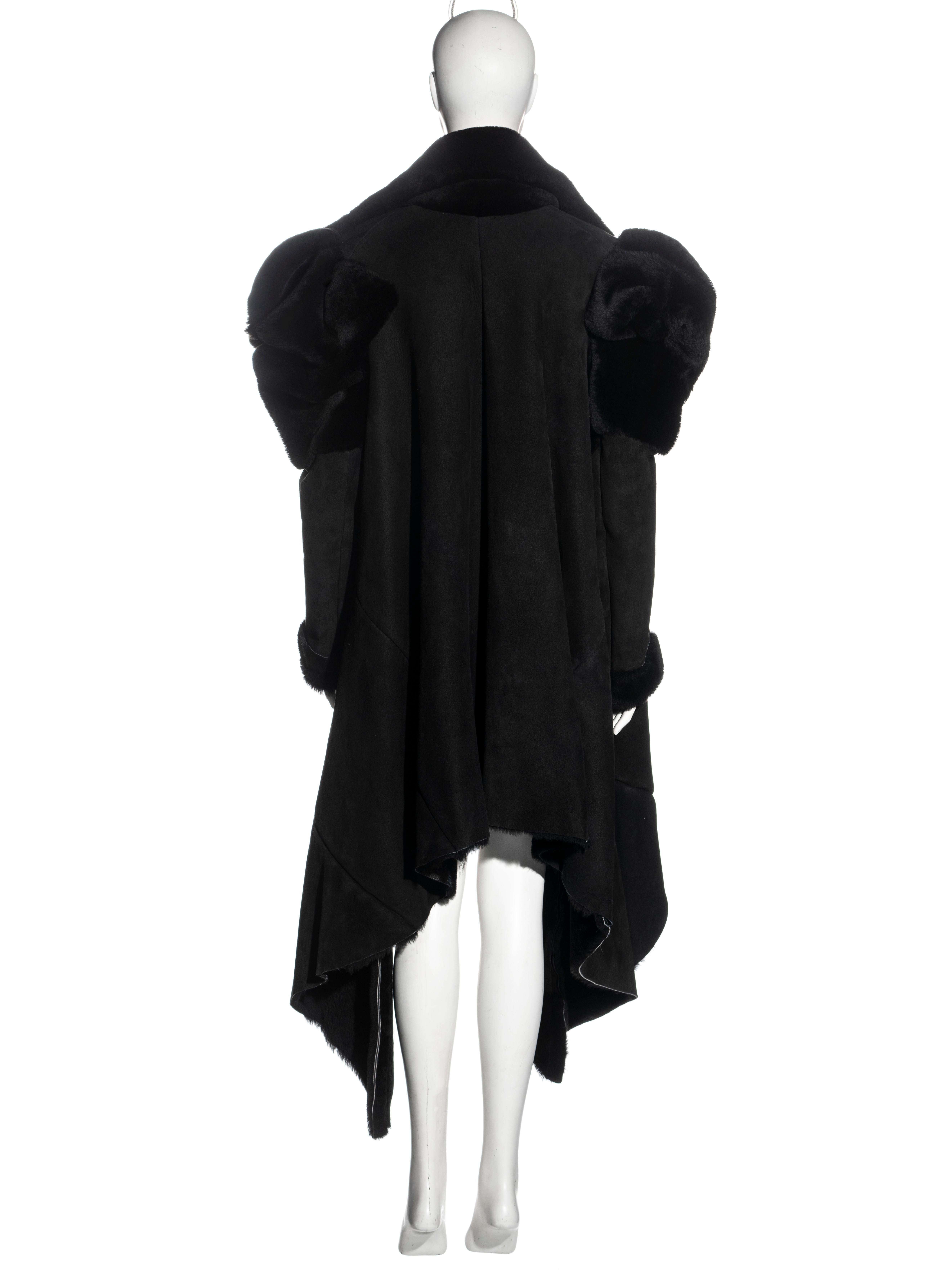 John Galliano black sheepskin oversized coat, fw 1996 In Excellent Condition For Sale In London, GB