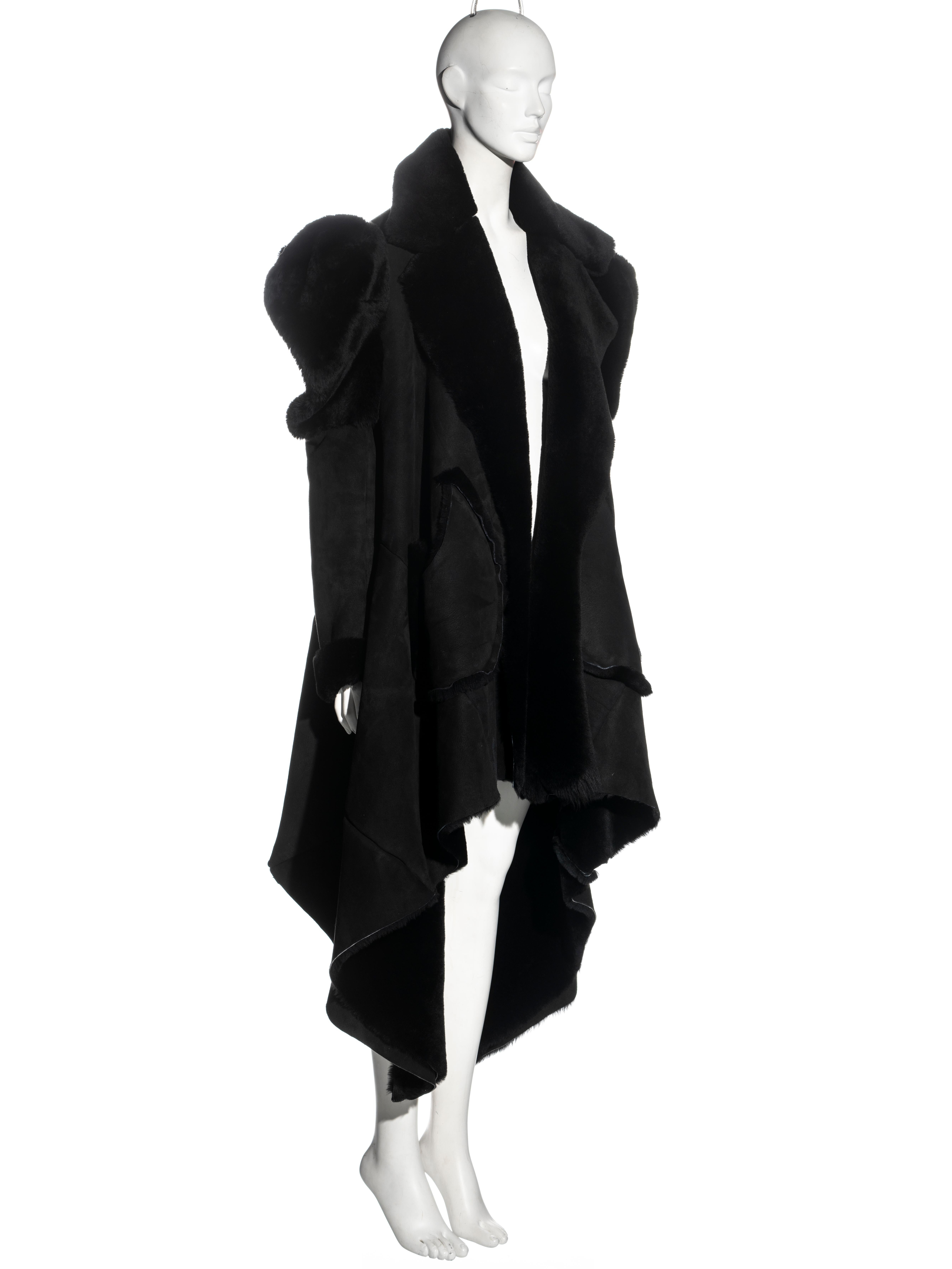 John Galliano black sheepskin oversized coat, fw 1996 For Sale 2