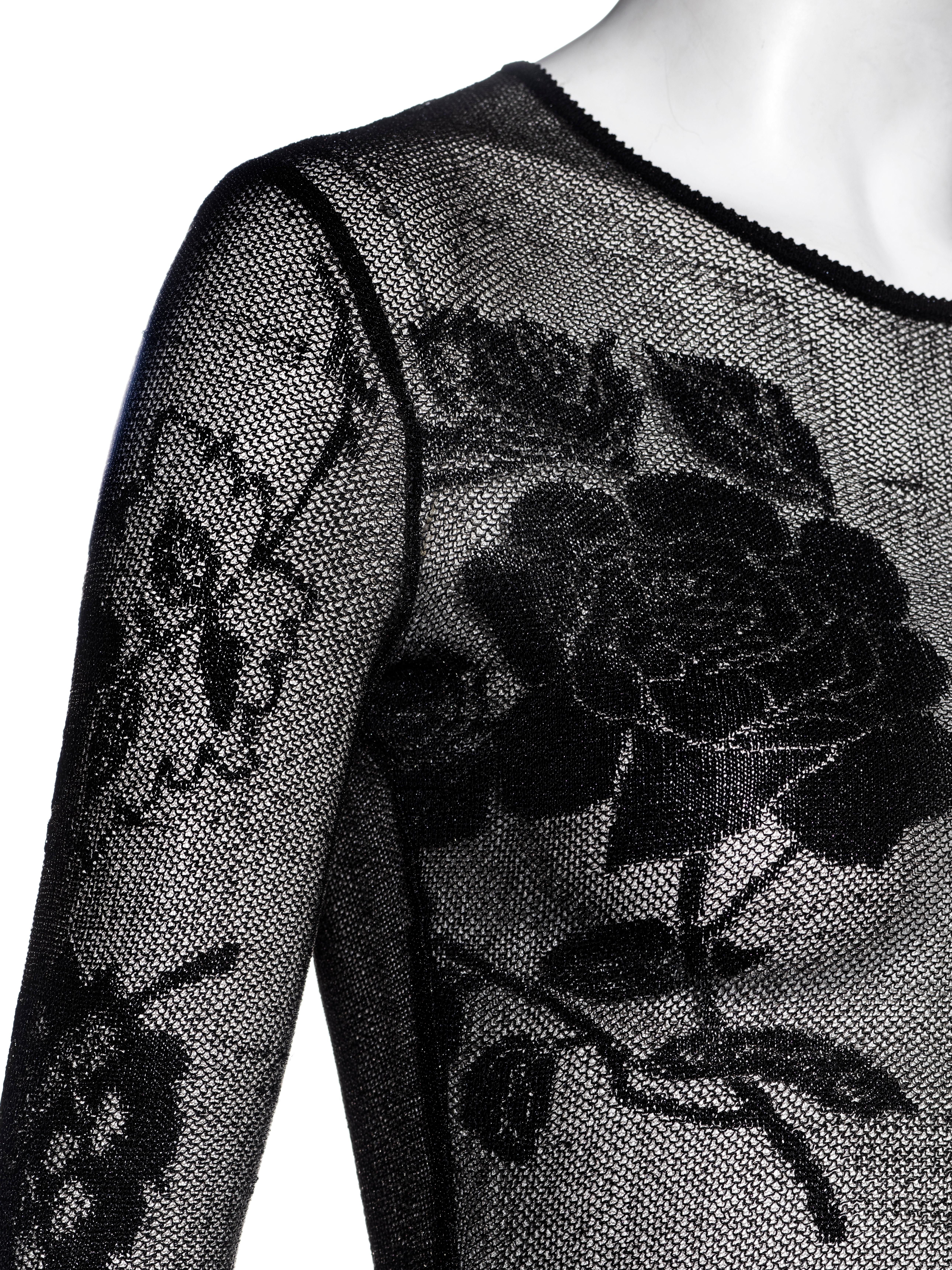 John Galliano black sheer knit tattoo top, fw 1997 2