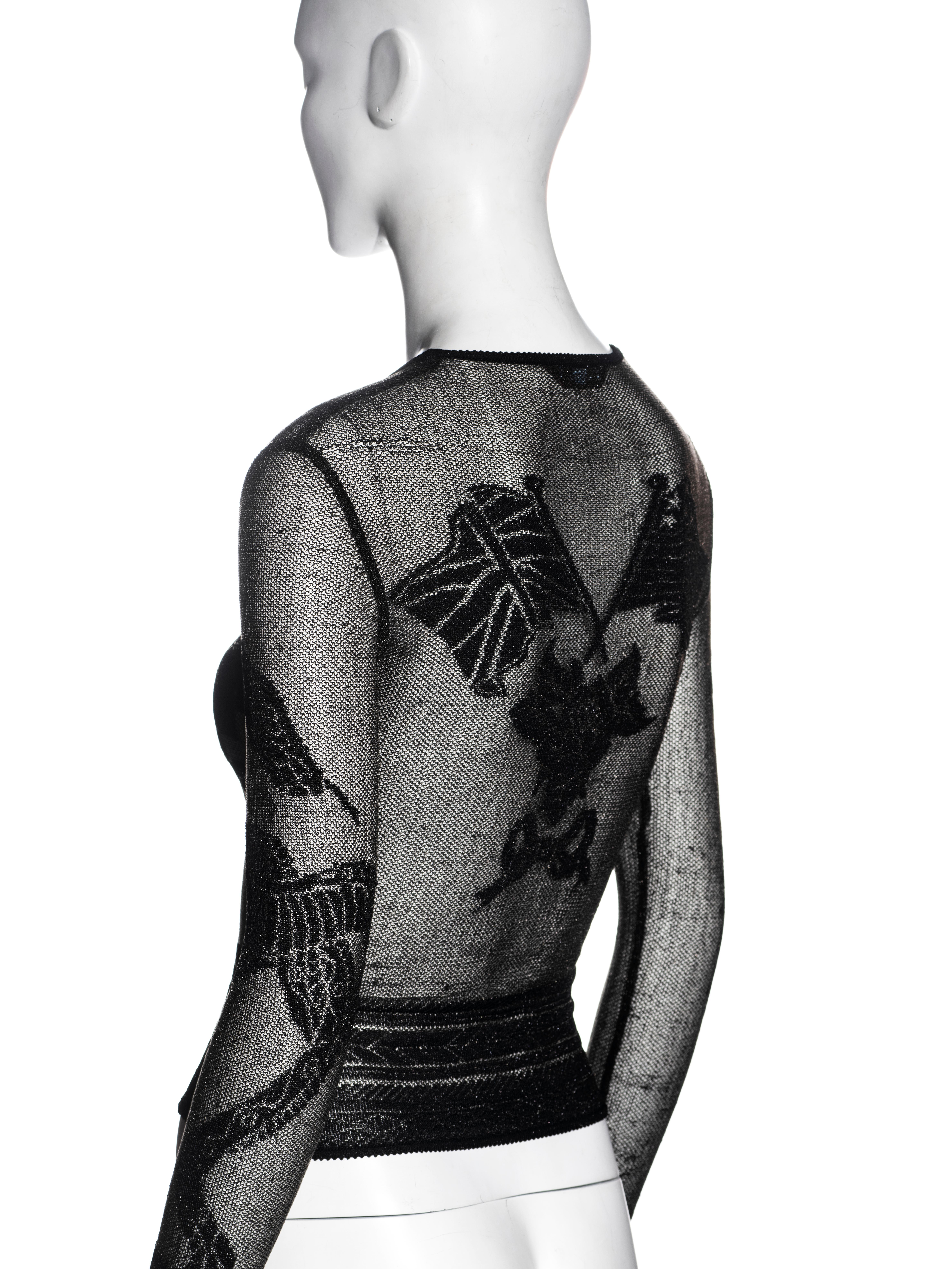 John Galliano black sheer knit tattoo top, fw 1997 4