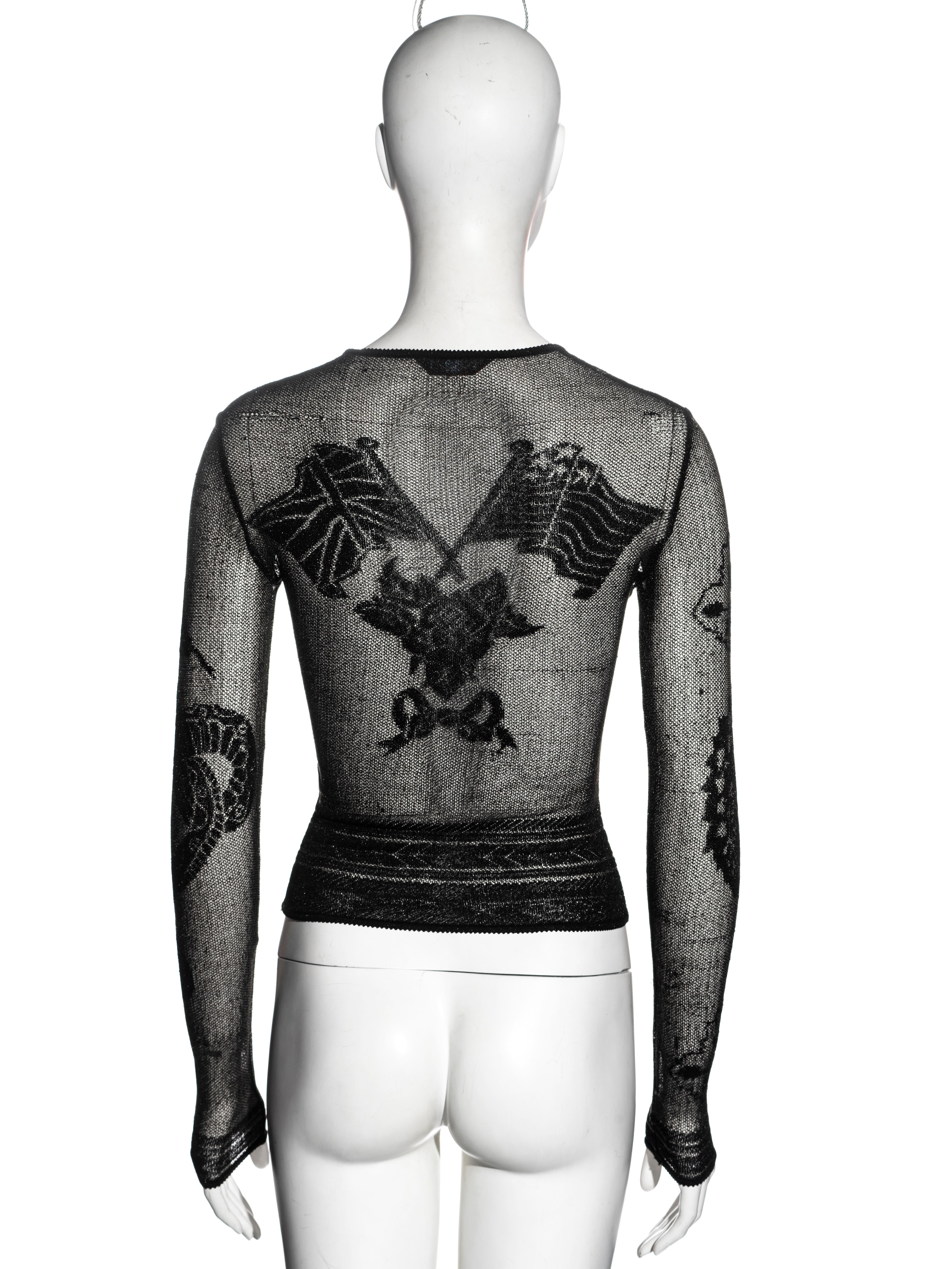 John Galliano black sheer knit tattoo top, fw 1997 5
