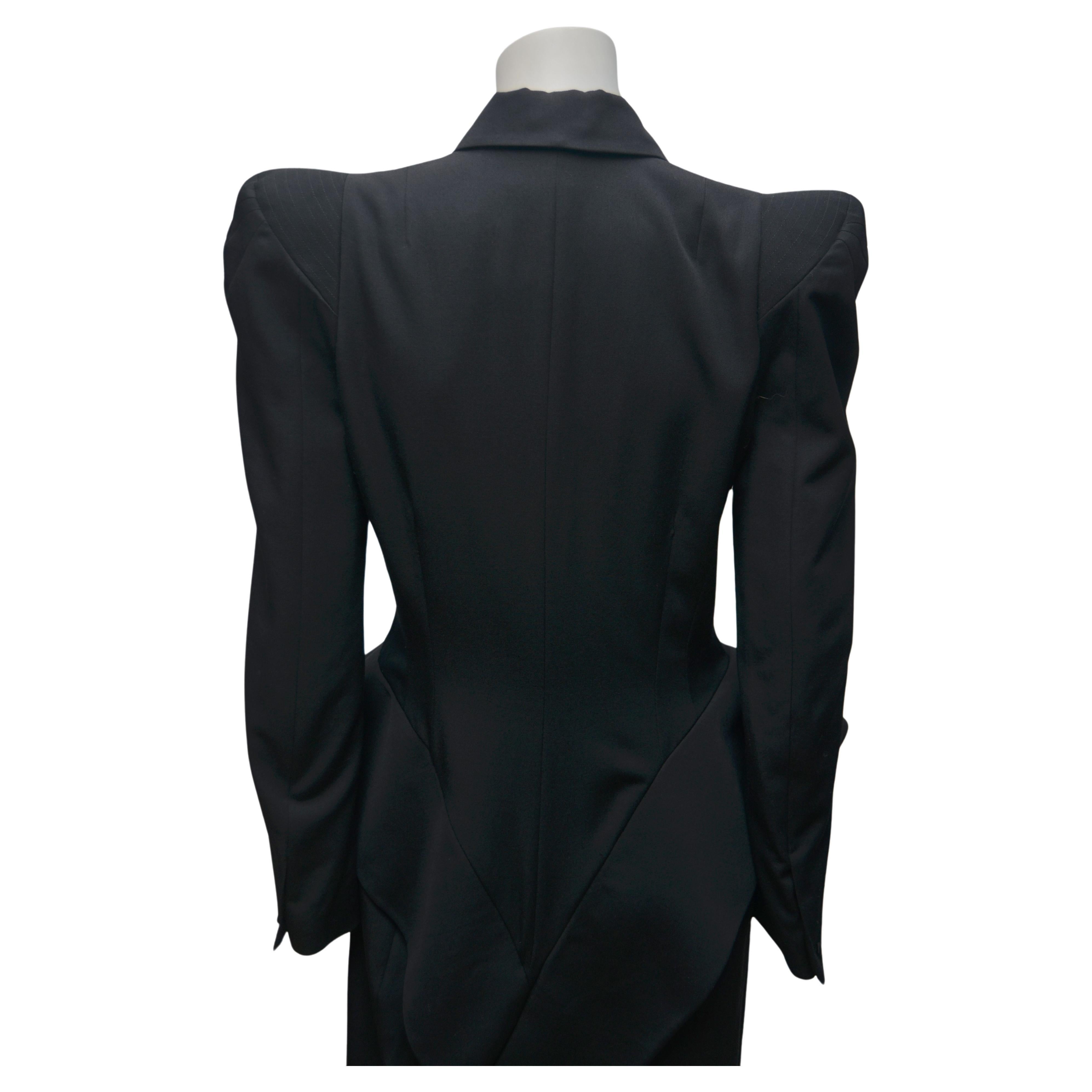 John Galliano Black  Double Breasted  Diva Pin Up Dress Coat  Runway  1995 For Sale 2
