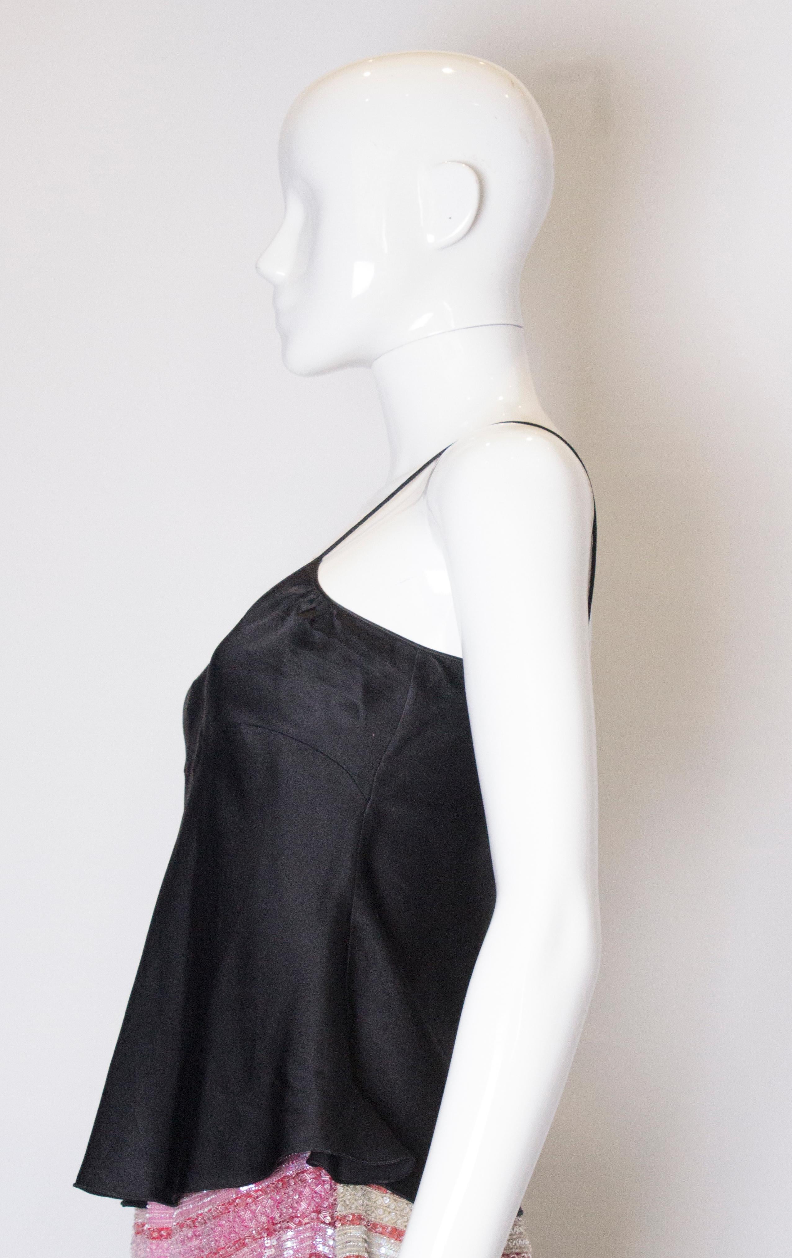 John Galliano Black Silk Camisole In Good Condition In London, GB