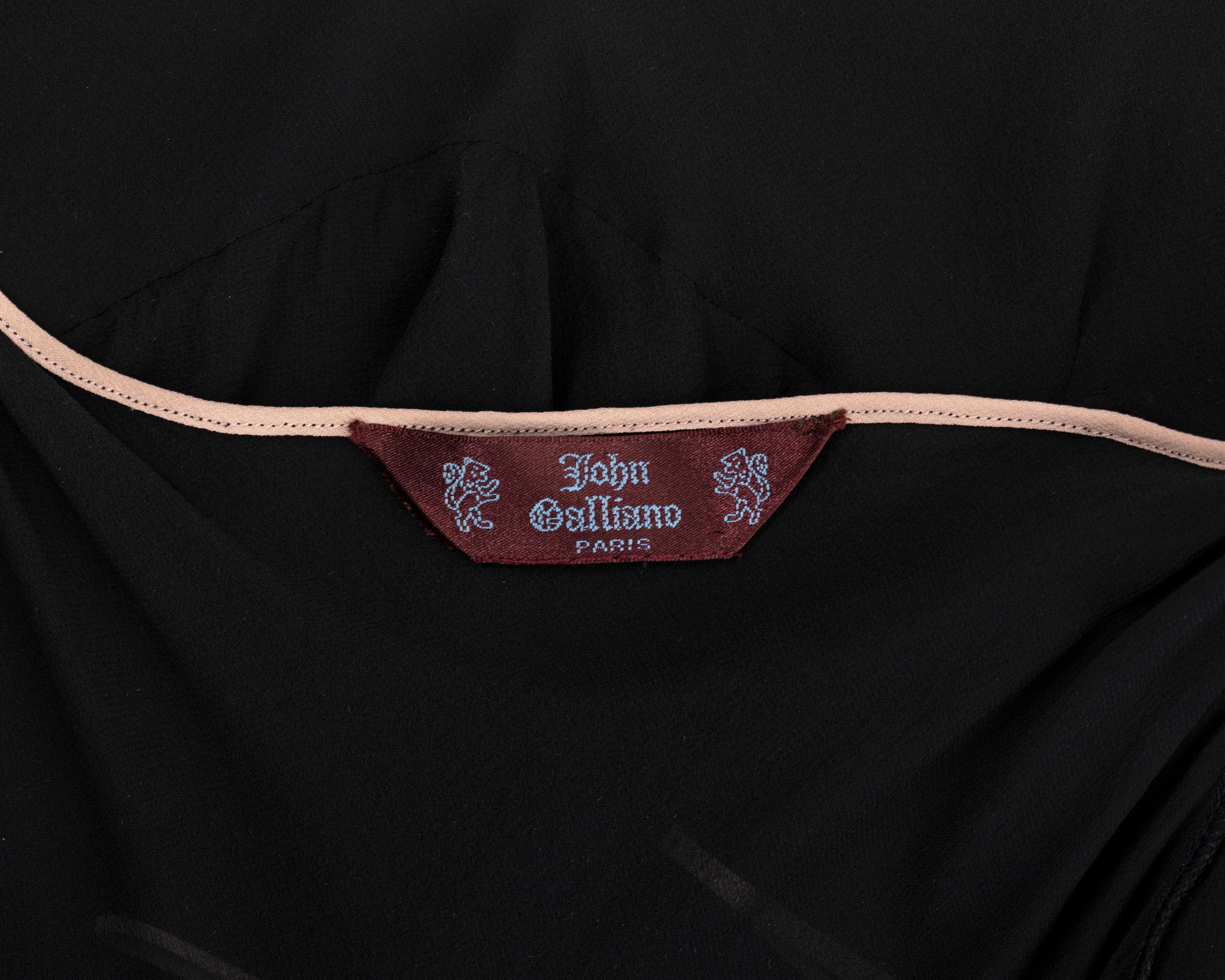 Robe de soirée à volants en mousseline de soie noire coupée en biais John Galliano, P/E 1995 en vente 11