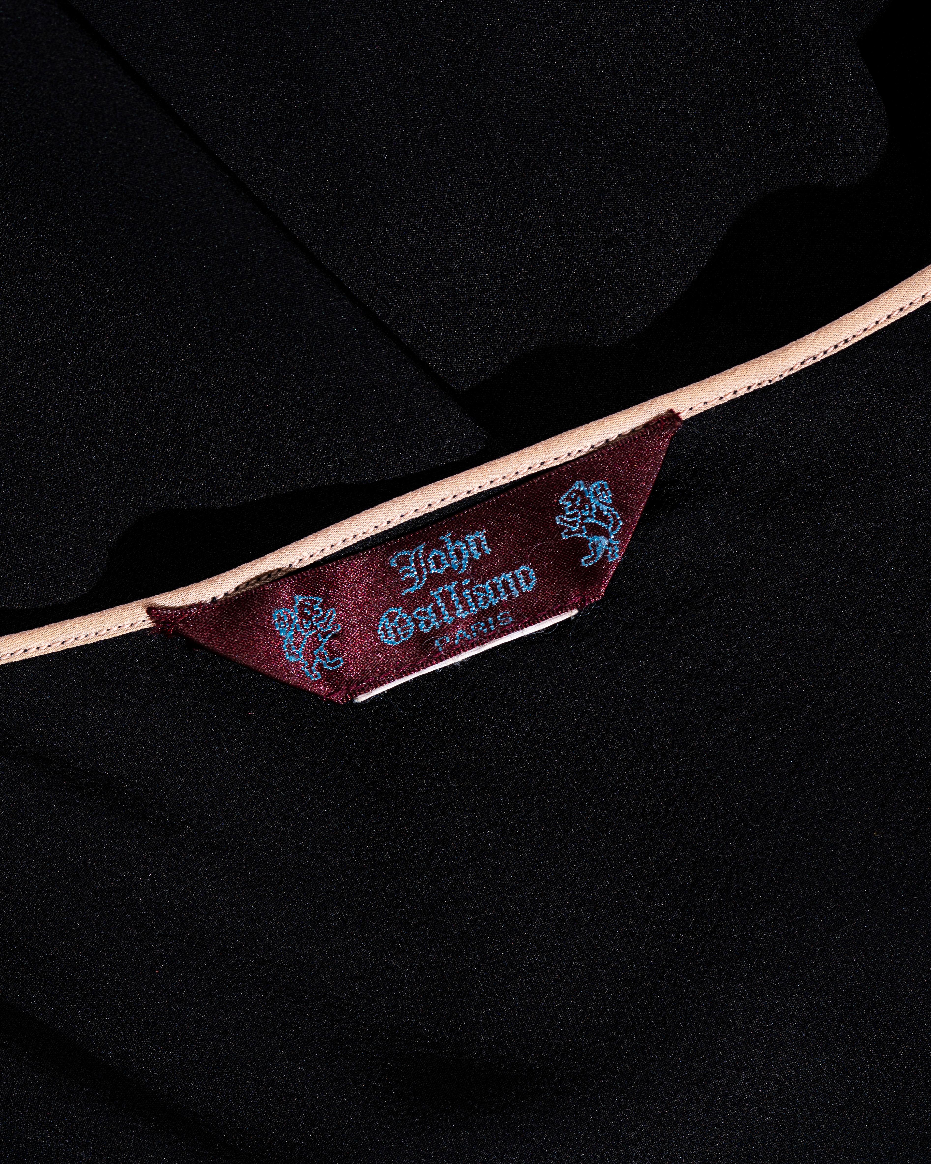 John Galliano black silk chiffon bias cut ruffled evening dress, ss 1995 11