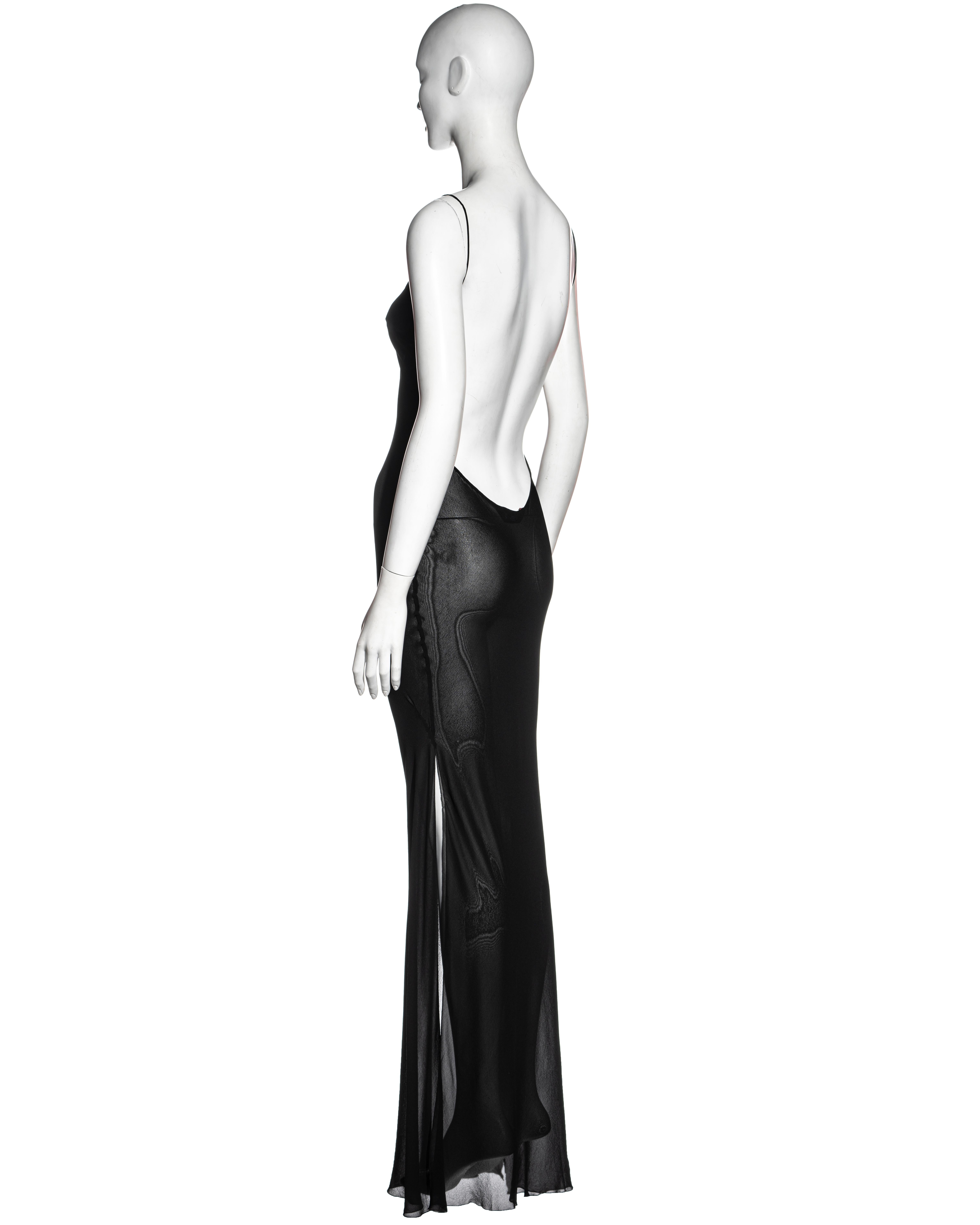 John Galliano black silk chiffon double layered bias cut dress, c. 1995 - 1999 3