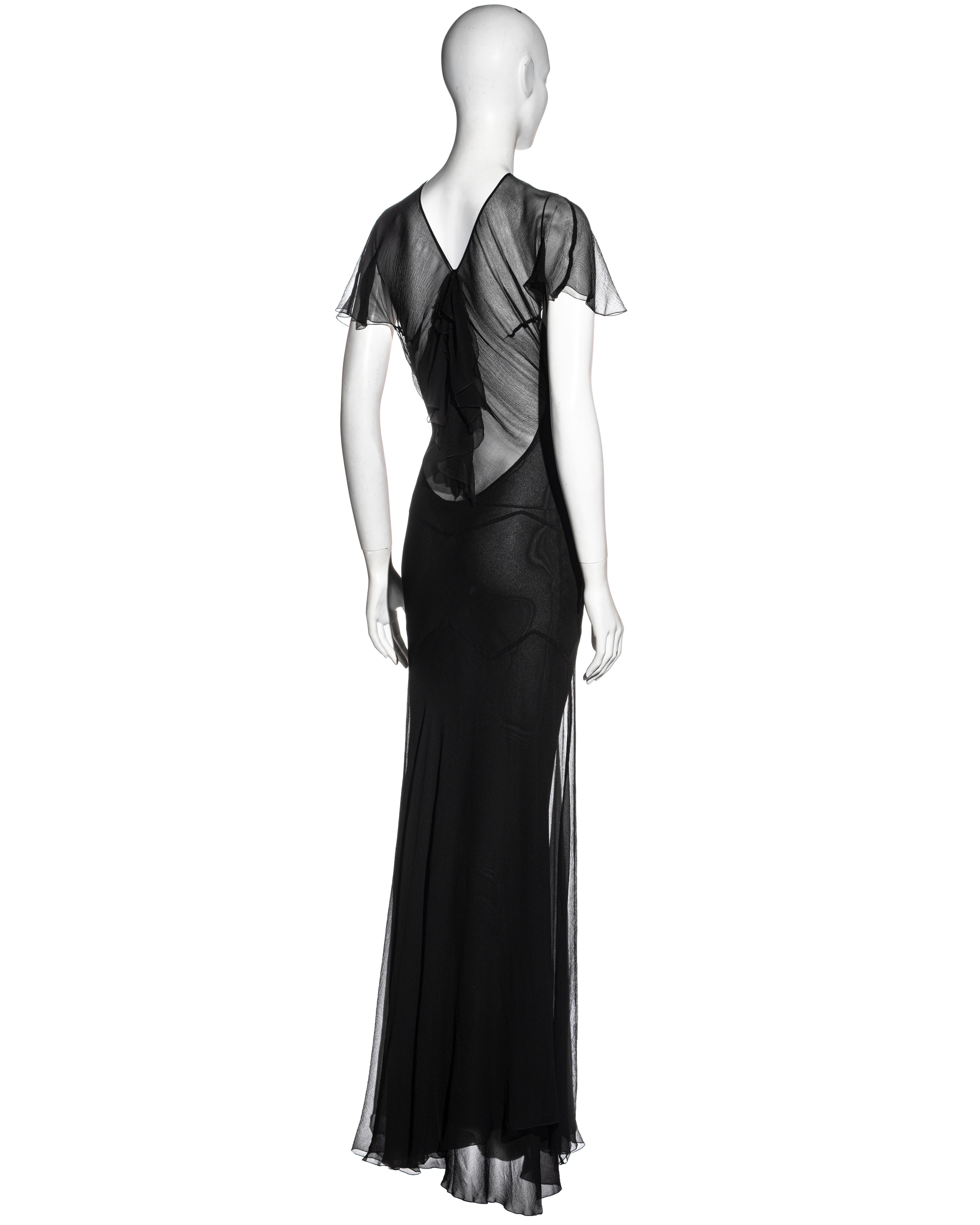 De las mujeres Vestido de corte al bies de gasa de seda negra de doble capa John Galliano, c. 1995 - 1999
