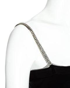 John Galliano black silk chiffon flapper dress with rhinestone straps, fw 1998