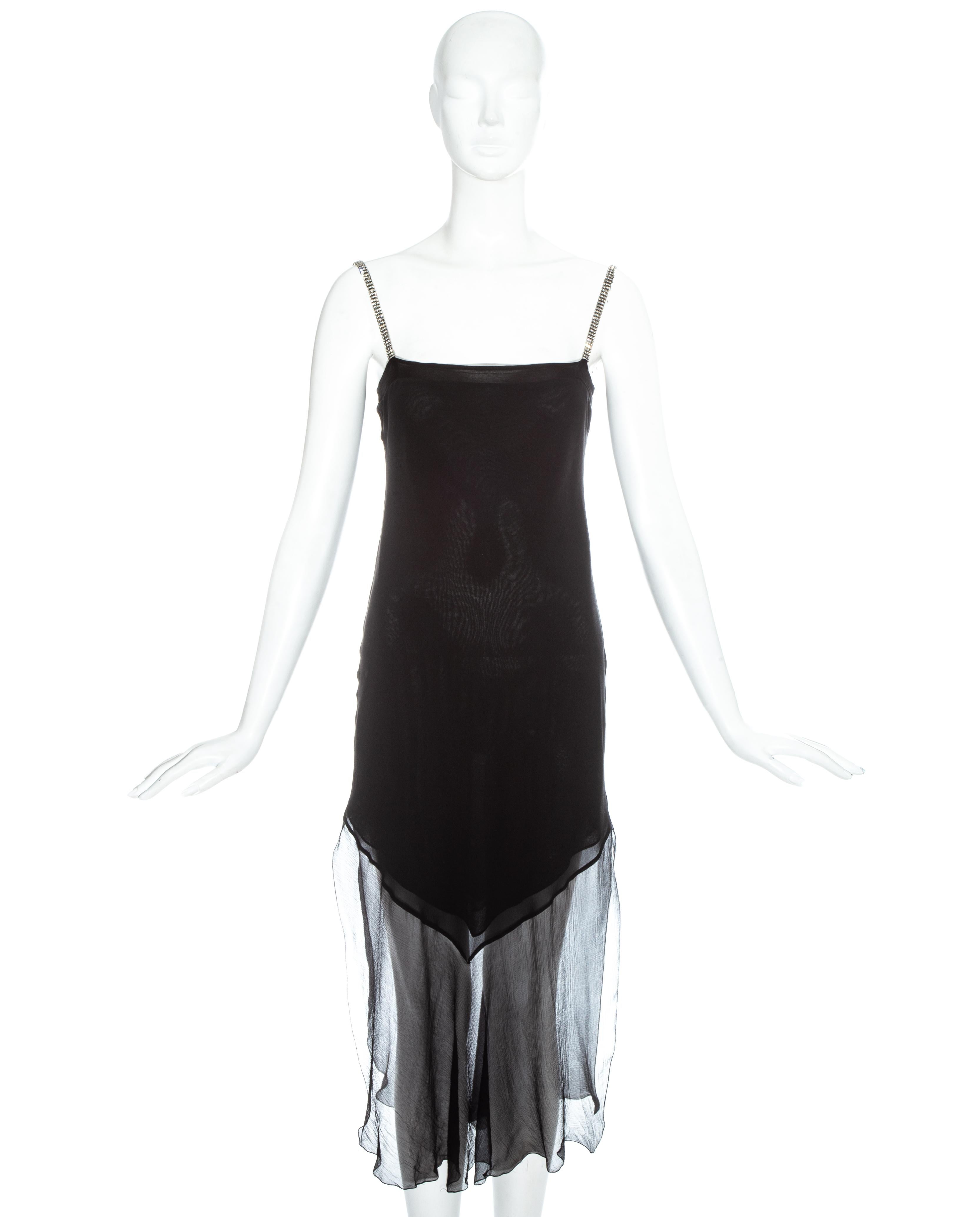 silk dress with rhinestone straps