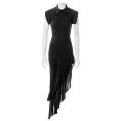 John Galliano, robe chemise en crêpe de soie noire coupée en biais, automne-hiver 2000