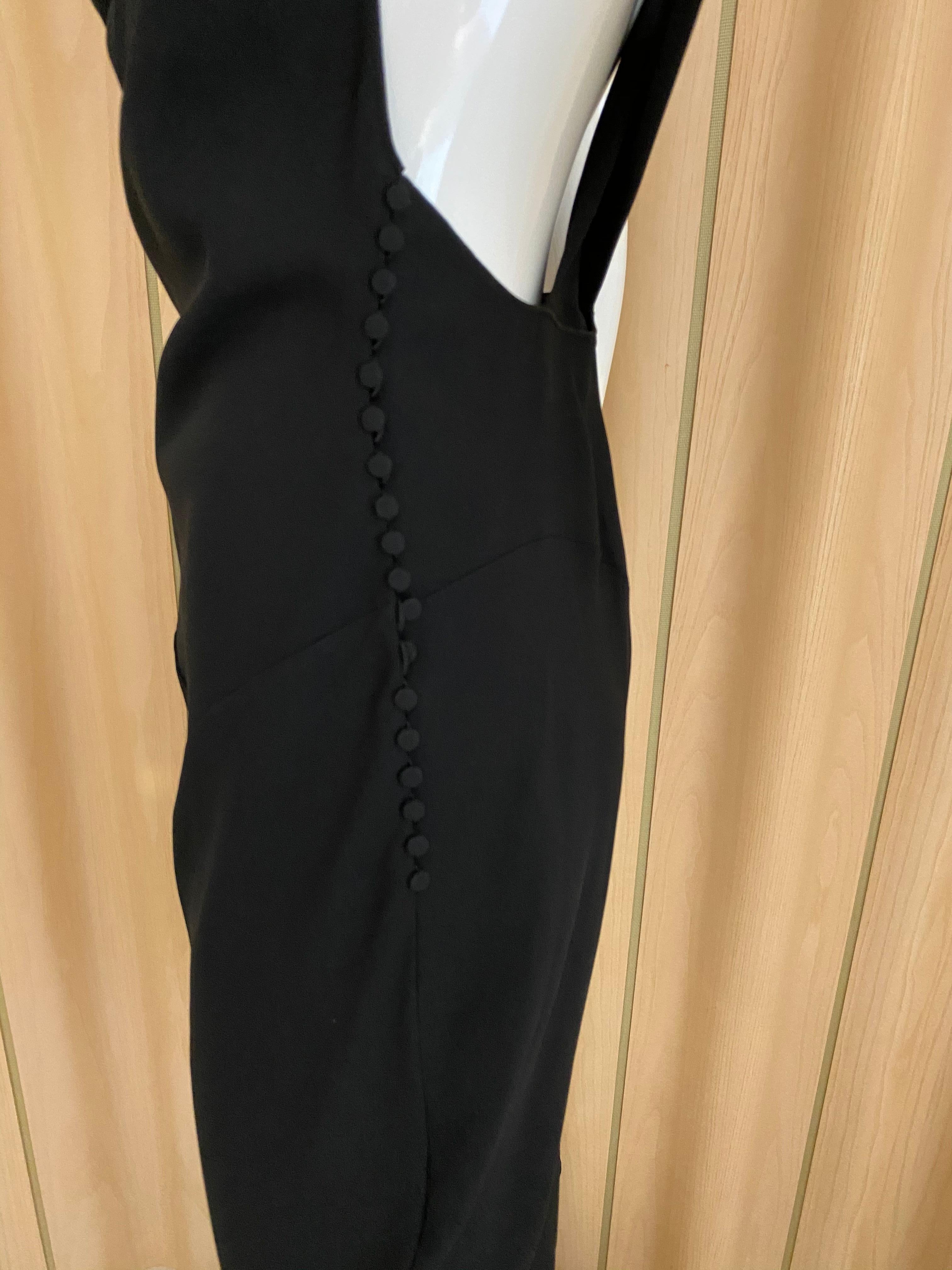 Women's John Galliano Black Silk Crepe Criss Cross Back Cocktail Dress
