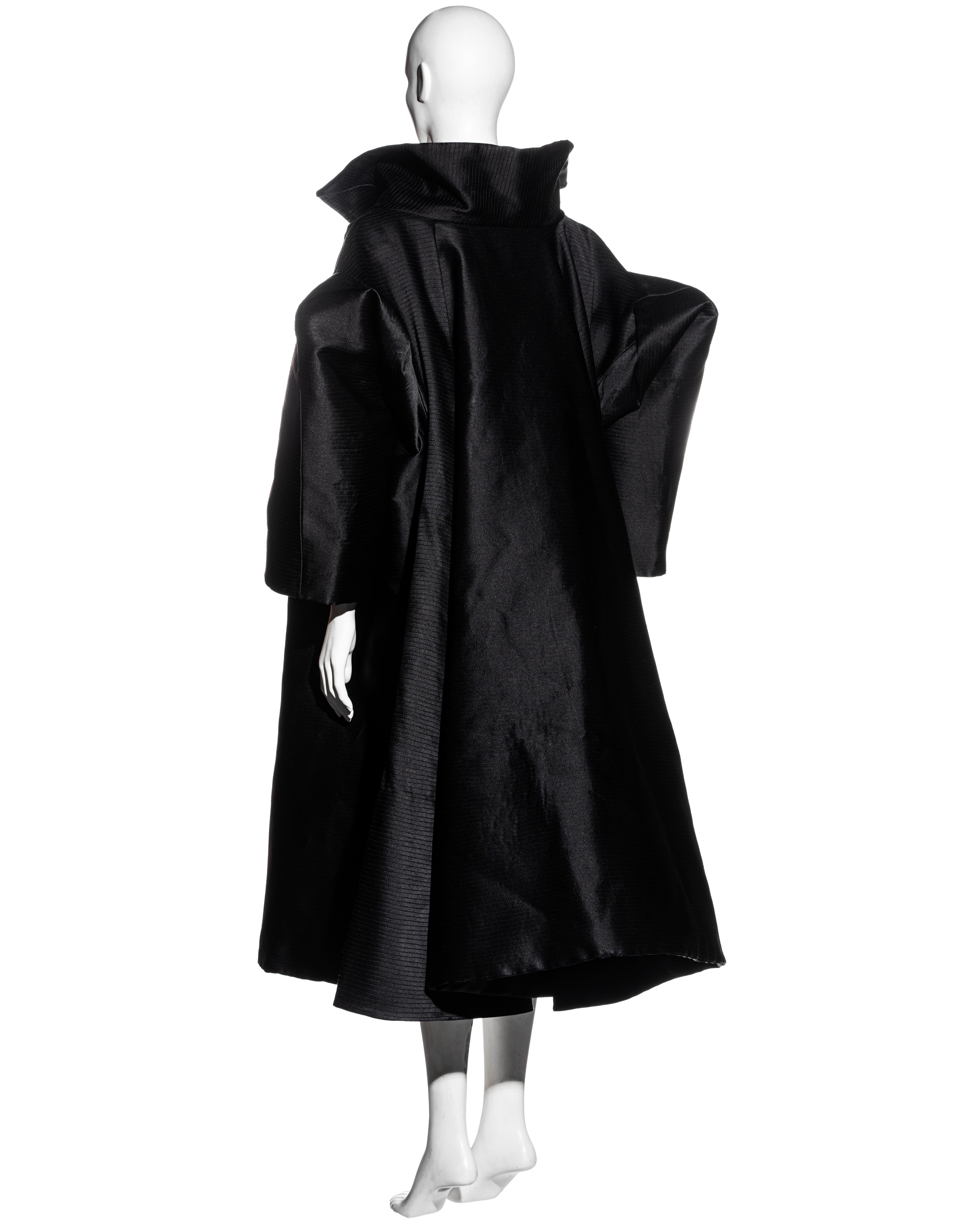 John Galliano black silk heavyweight showpiece opera coat, ss 1995 4