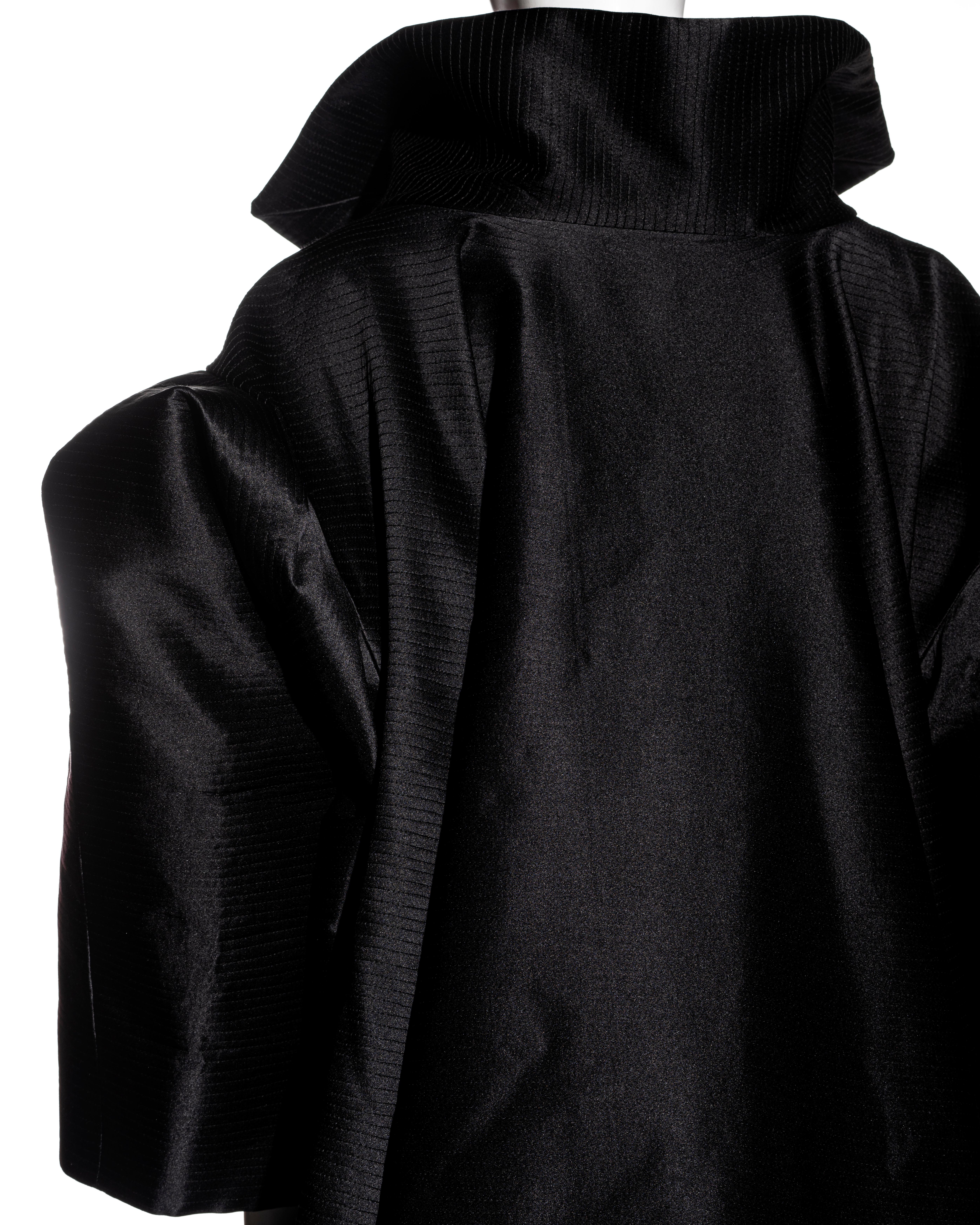 John Galliano black silk heavyweight showpiece opera coat, ss 1995 5