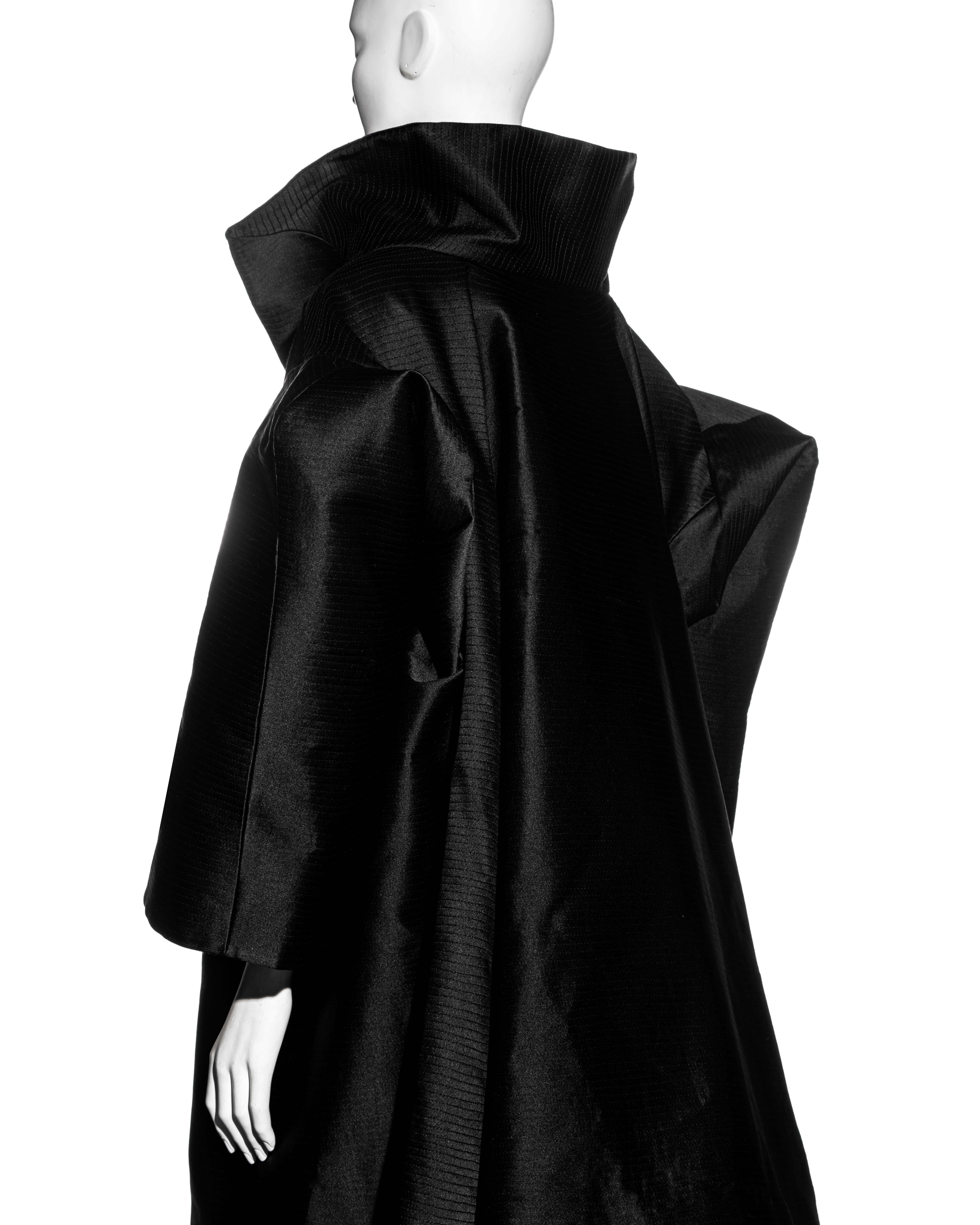 John Galliano black silk heavyweight showpiece opera coat, ss 1995 6
