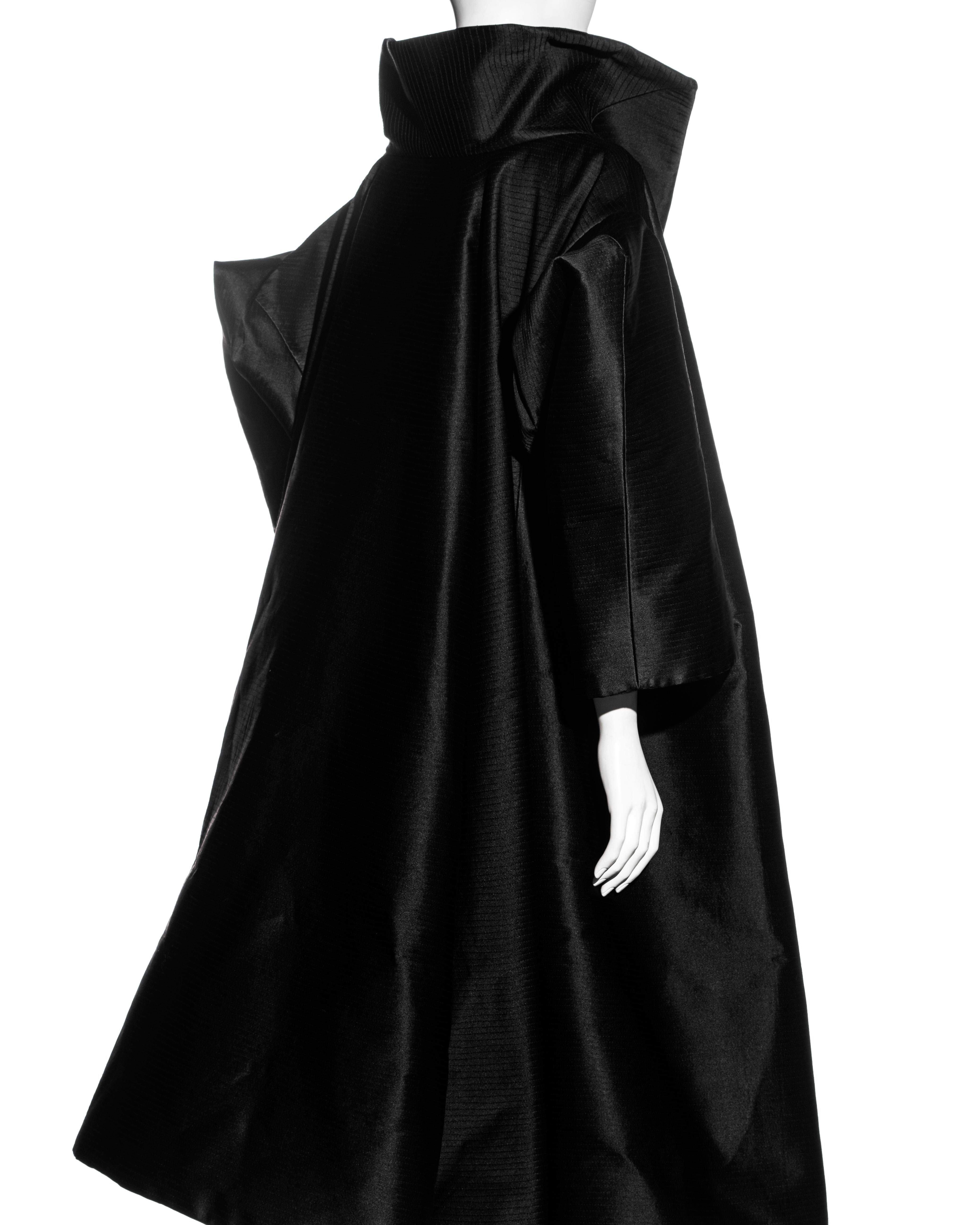 John Galliano black silk heavyweight showpiece opera coat, ss 1995 7