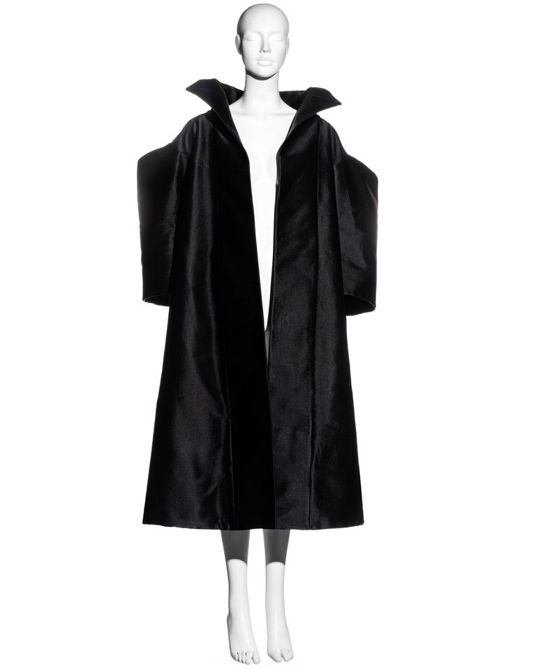 John Galliano black silk heavyweight showpiece opera coat, ss 1995 For ...