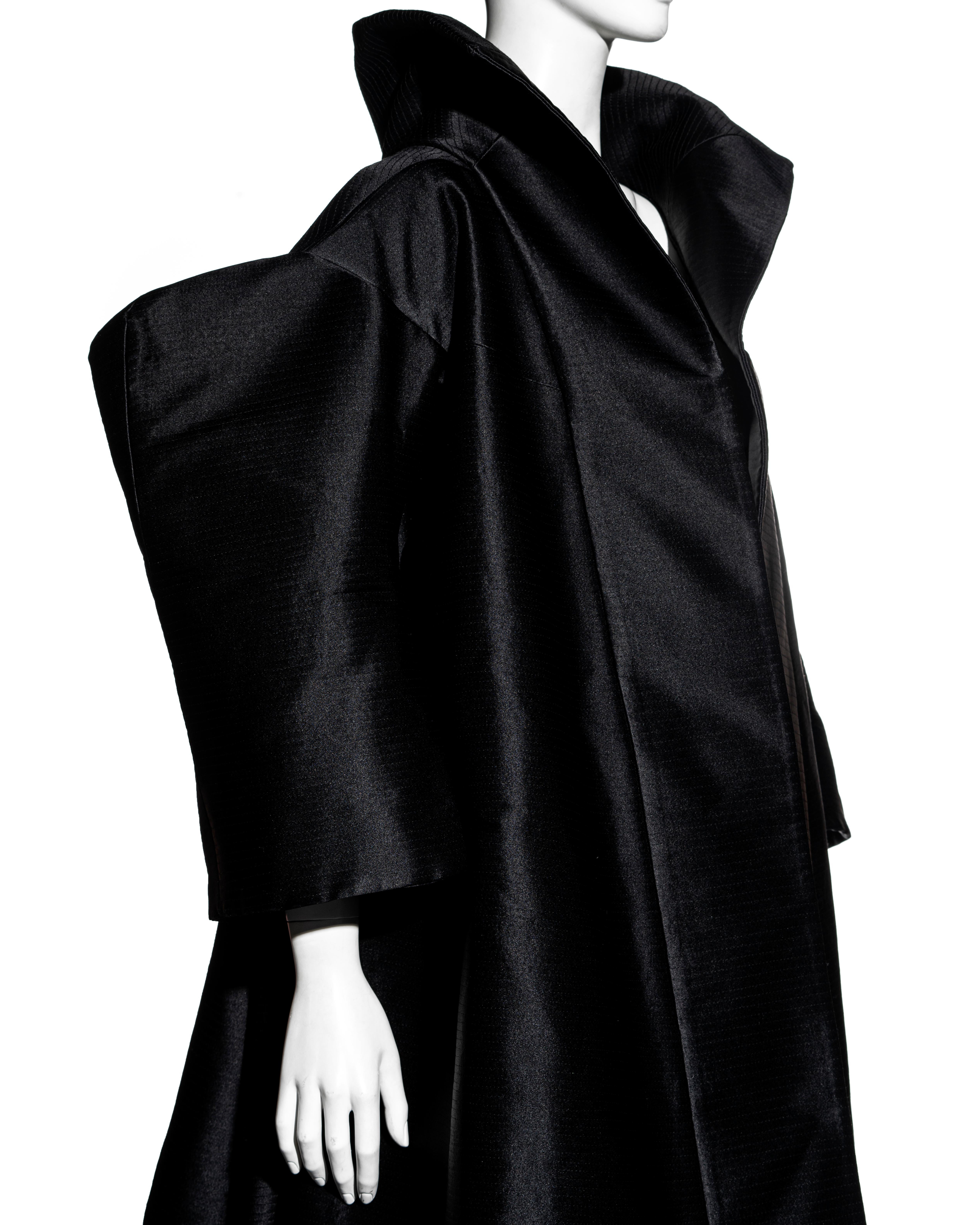 Women's or Men's John Galliano black silk heavyweight showpiece opera coat, ss 1995