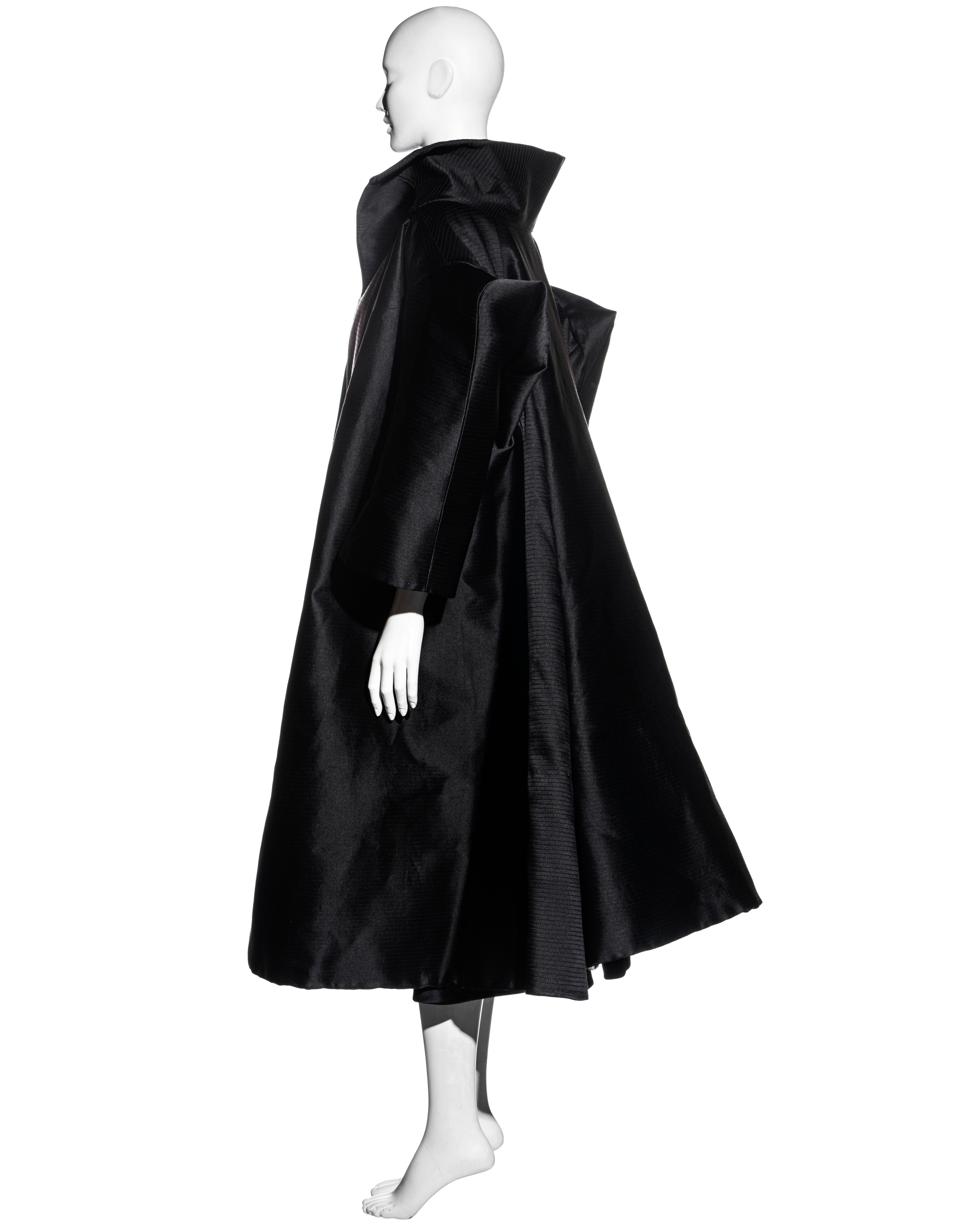 John Galliano black silk heavyweight showpiece opera coat, ss 1995 1