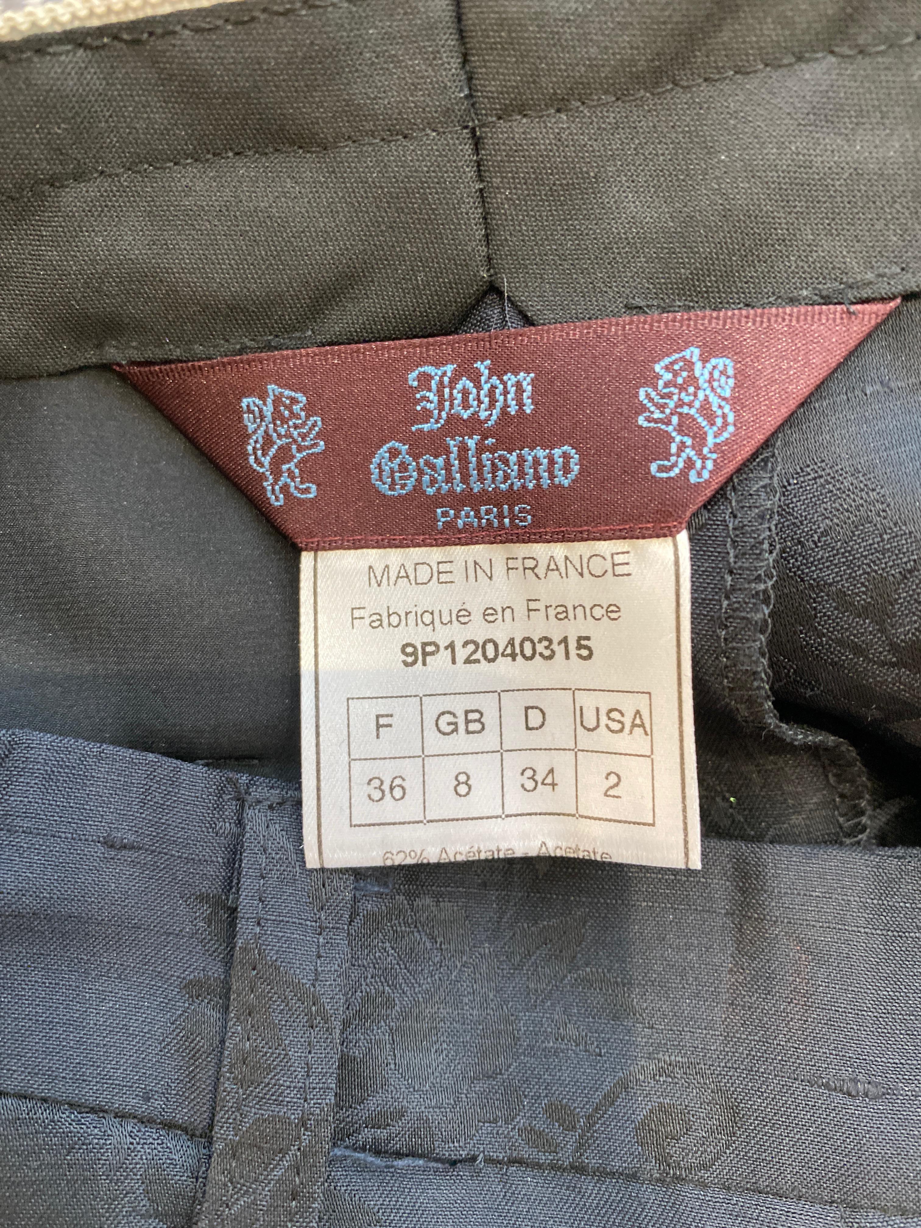 John Galliano black silk jacquard top and pant set 3