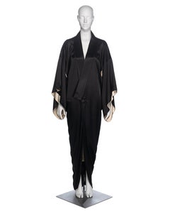 John Galliano Black Silk Kimono Dress Coat, SS 1995