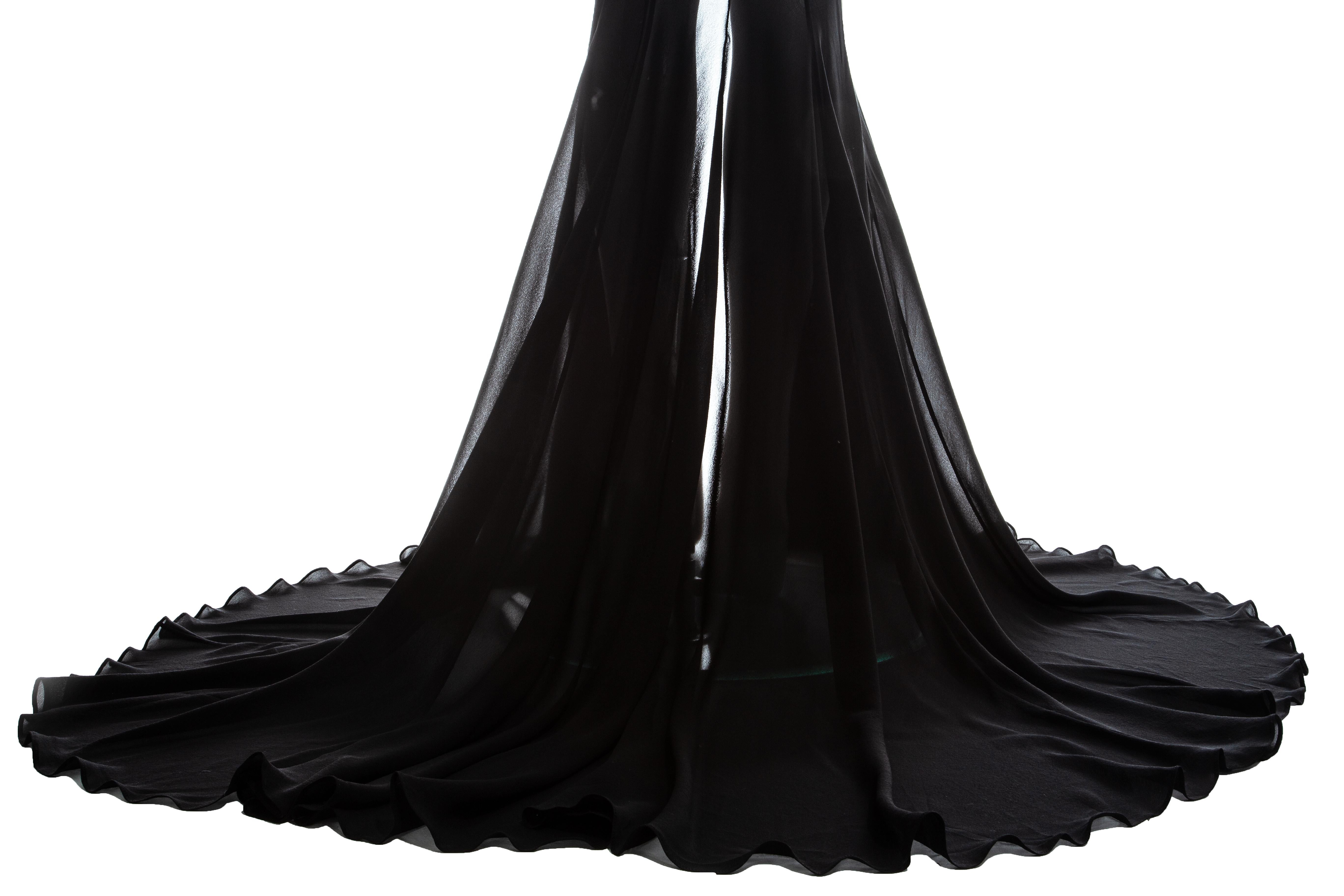 John Galliano black silk peplum trained evening gown, ss 1995 4