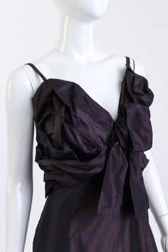 John Galliano Black Silk Trained Ruched Mermaid Gown (US 6-8)
