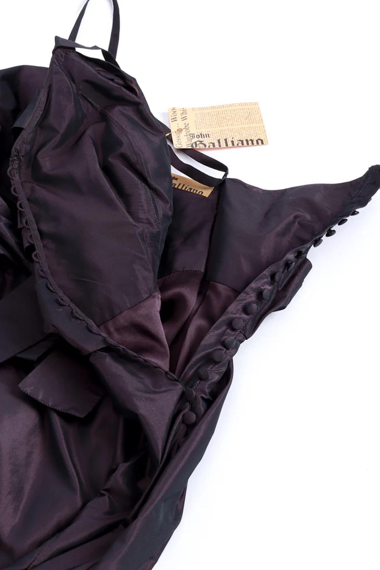 John Galliano Black Silk Trained Ruched Mermaid Gown (US 6-8) For Sale 1