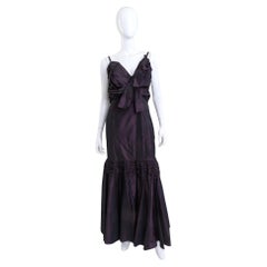 John Galliano Black Silk Trained Ruched Mermaid Gown (US 6-8)