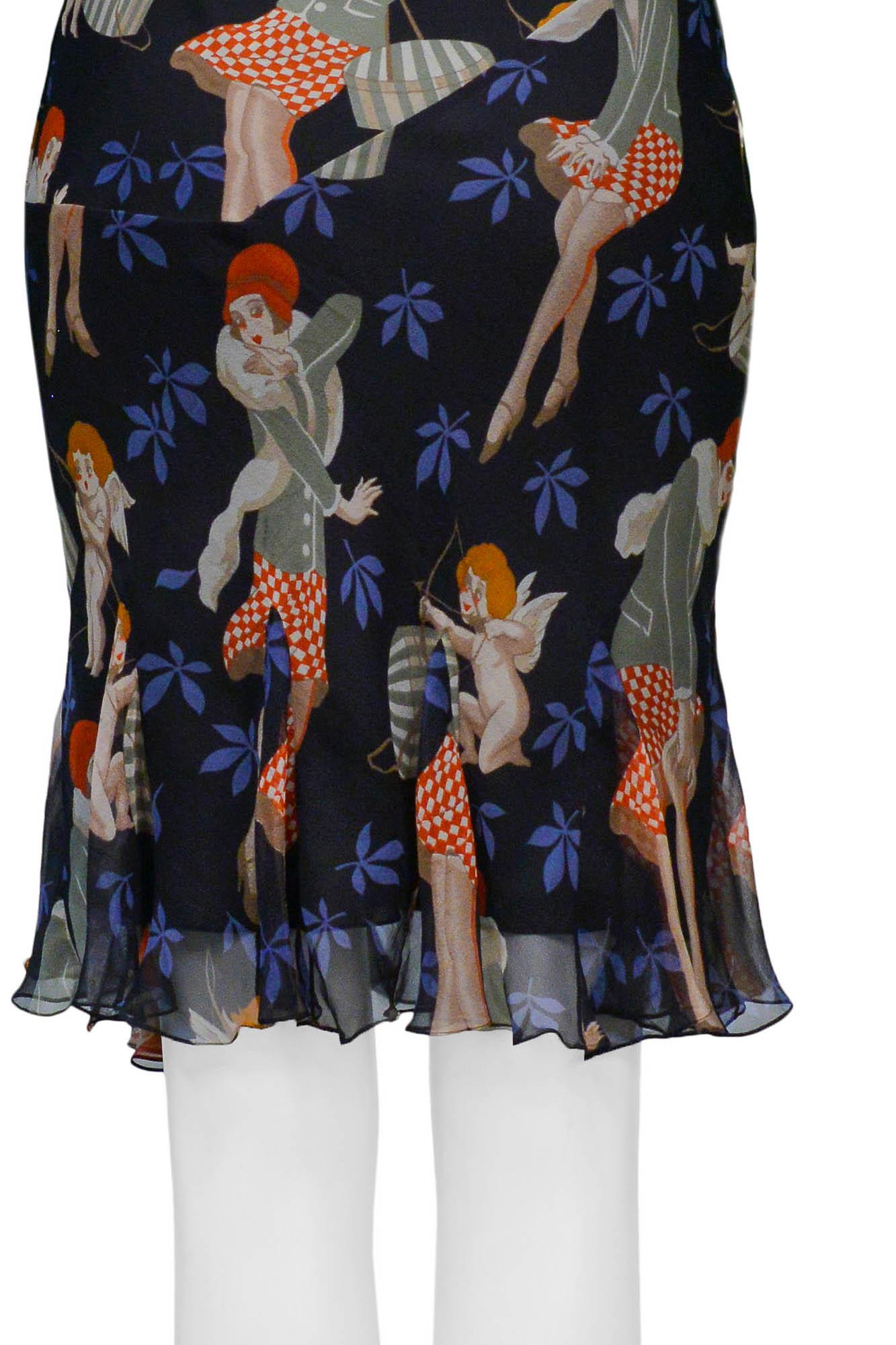 John Galliano Black Slip Dress With 1920s Girl Pattern  2