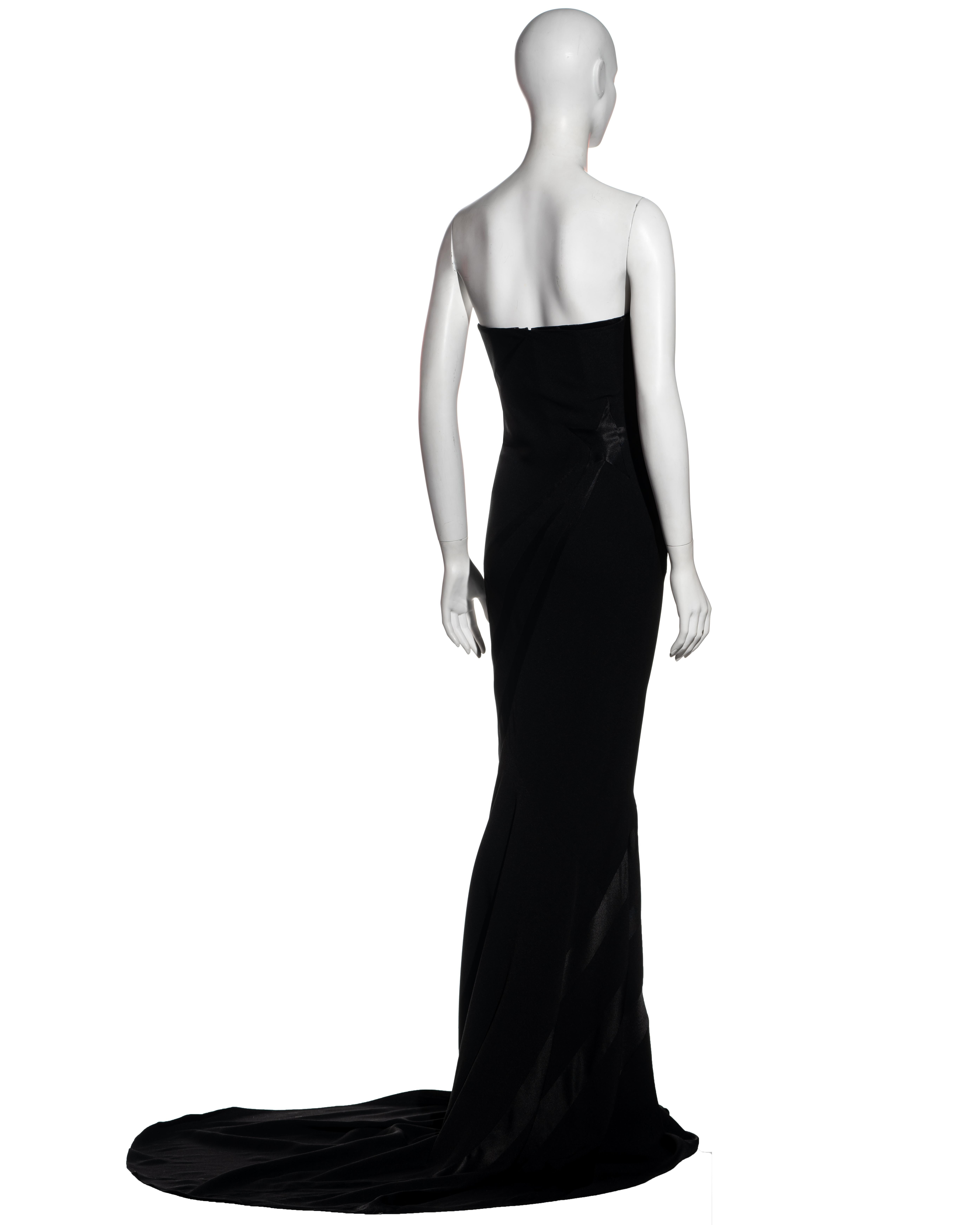 John Galliano black strapless bias-cut evening dress with train, ss 1995 1
